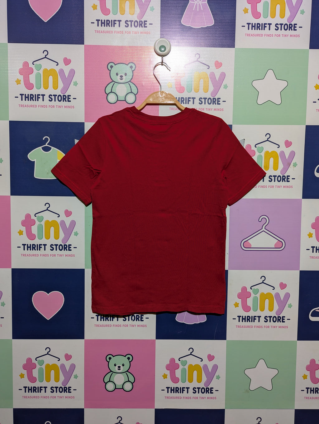 H&M Girls Red "Rudolph on Holiday" Graphic Tee - Size 8-10 Years (Estimated Age 8-10 Years) AB2