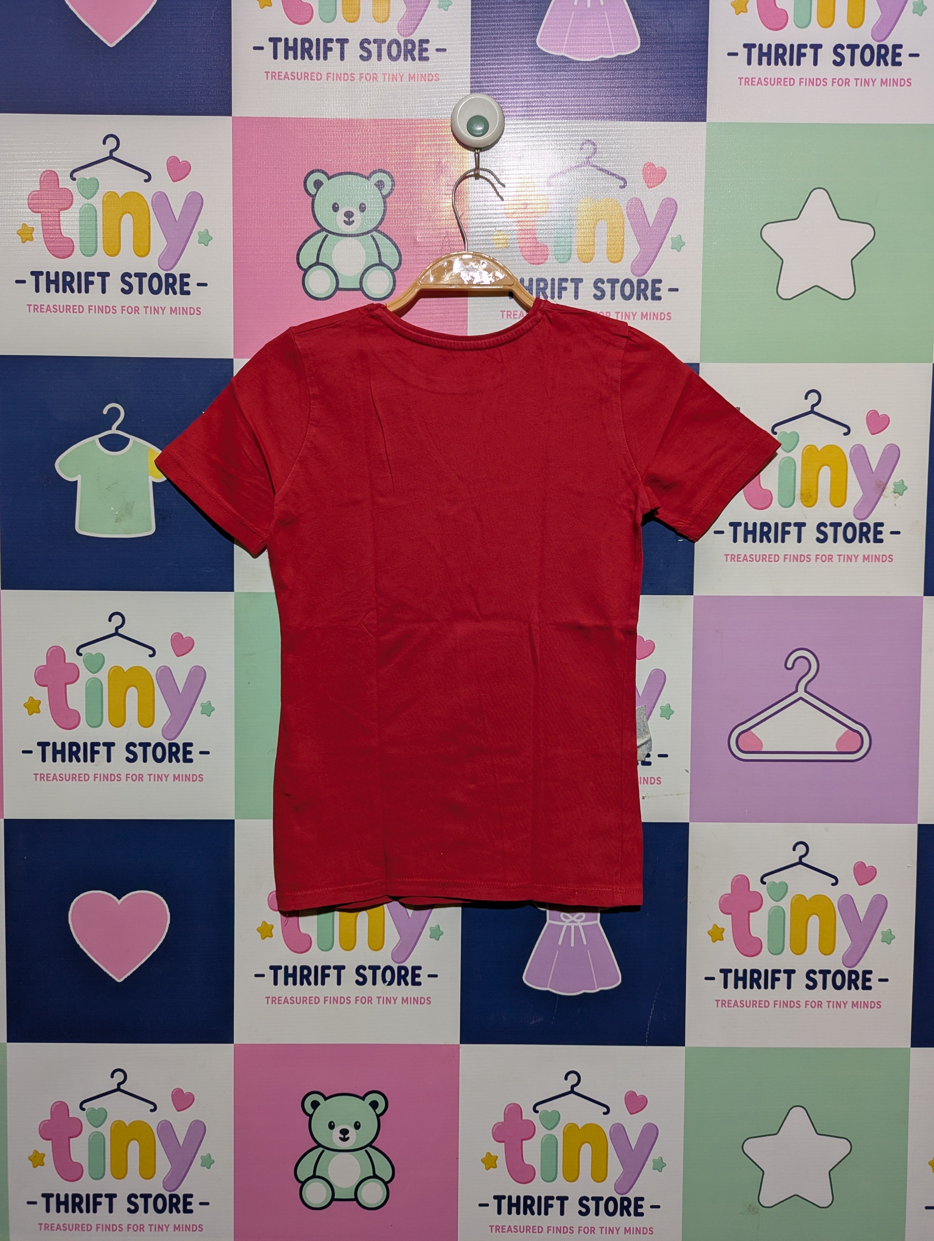 Primark Girls Red "BKLYN NYC 1976" Graphic Tee - Size 9-10 Years (Estimated Age 9-10 Years) AB2