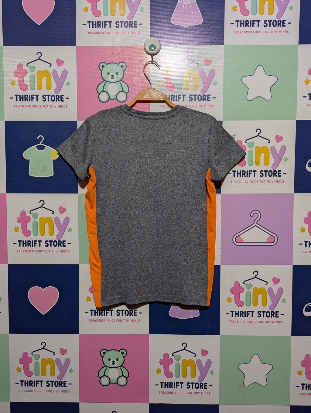 Yigga Girls Grey & Orange "Active Limited" Sporty Tee - Size 8-10 Years (Estimated Age 9-10 Years) AB2