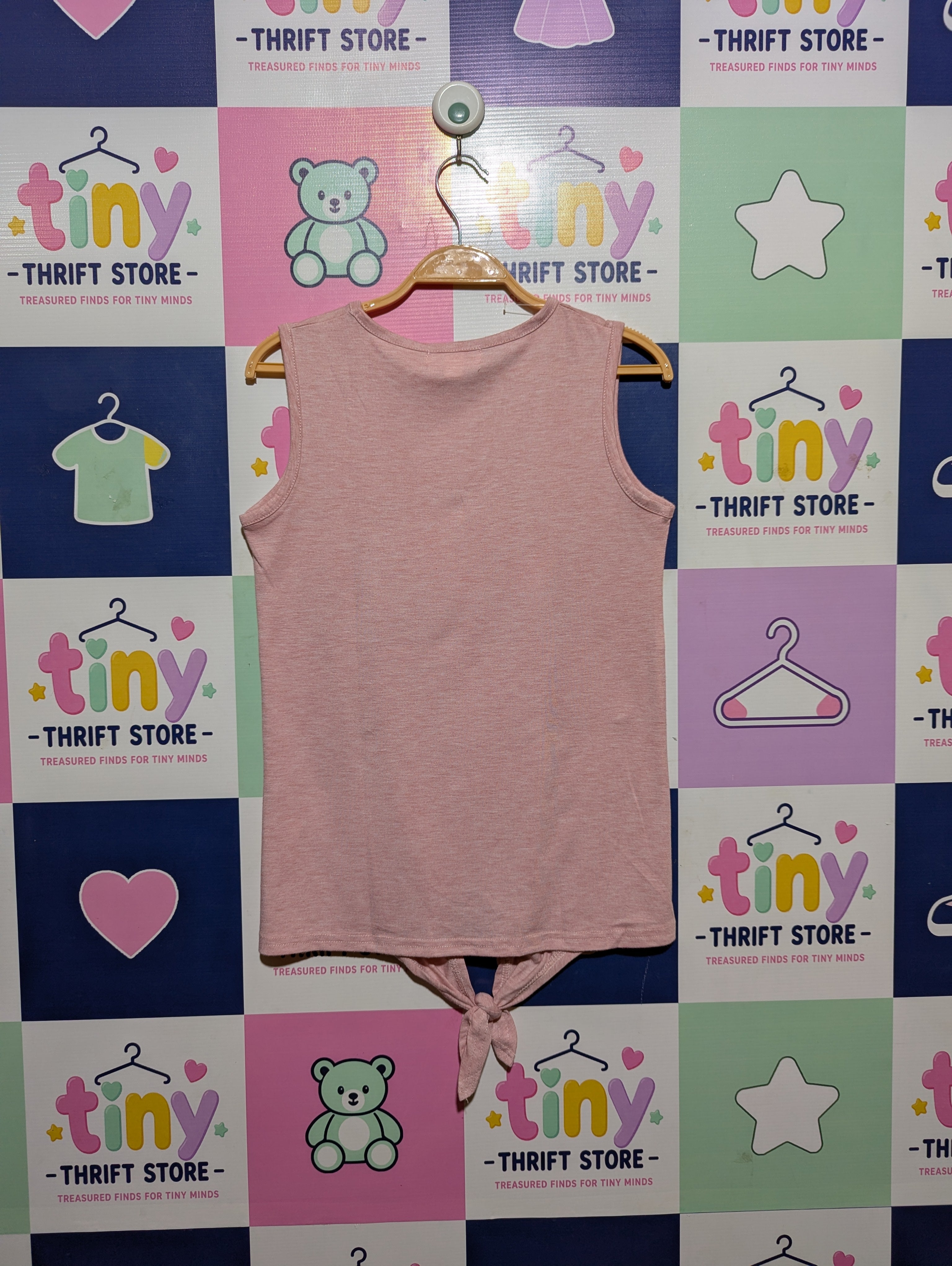 Marie Nicole Girls Pink "Floral Bee Kind" Sleeveless Tie-Front Tee - Size 6XL (Estimated Age 11-12 Years) AB2