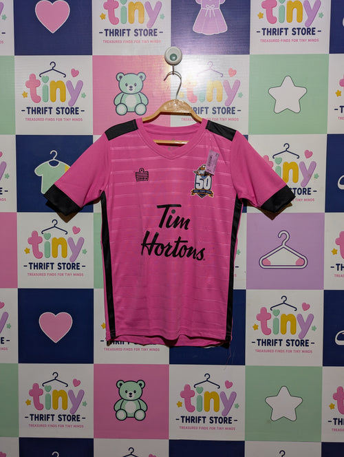 Admiral Kids Pink "Tim Hortons" Soccer Jersey - Size YM (Estimated Age 10-12 Years) AB2