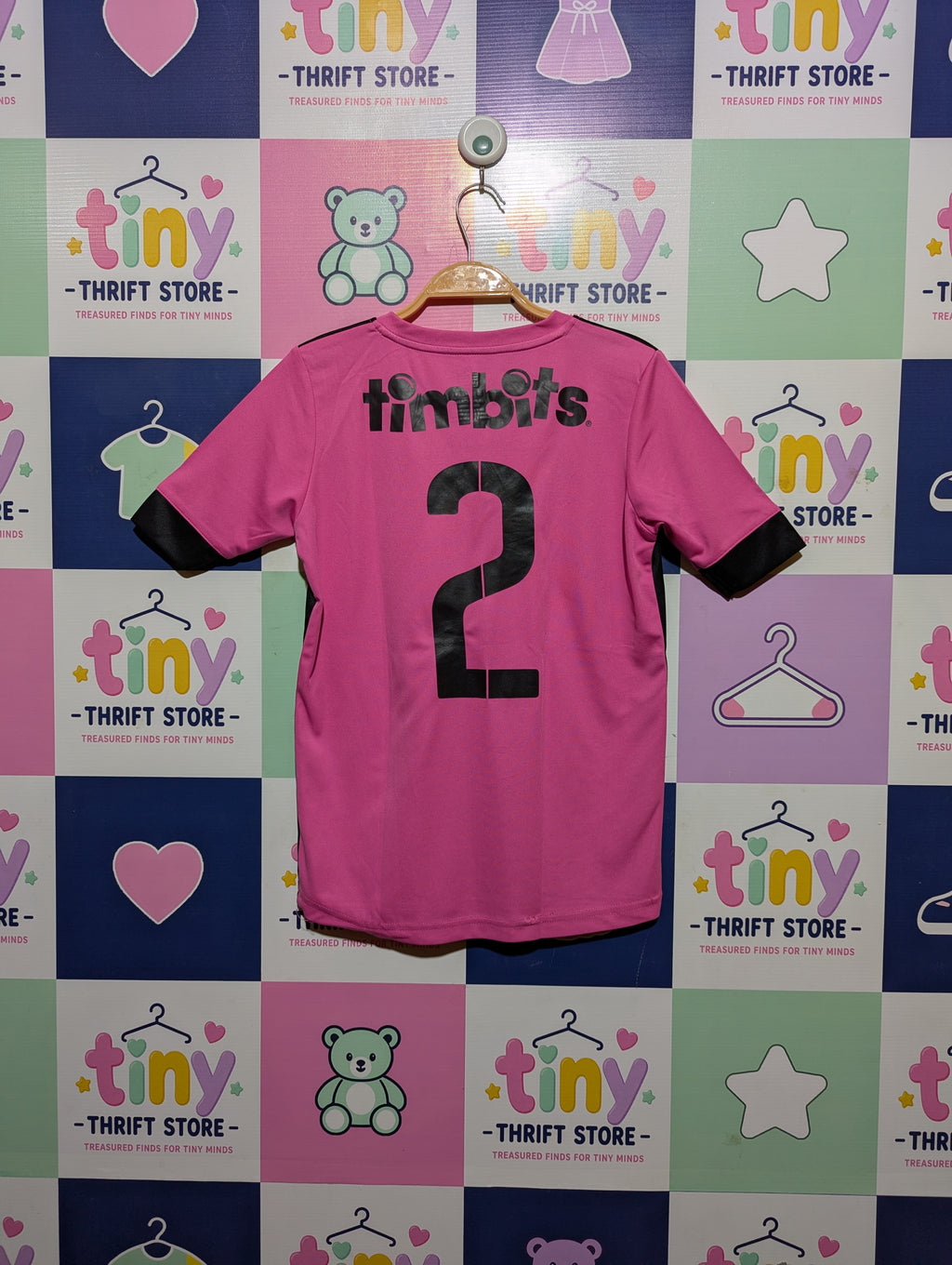 Admiral Kids Pink "Tim Hortons" Soccer Jersey - Size YM (Estimated Age 10-12 Years) AB2