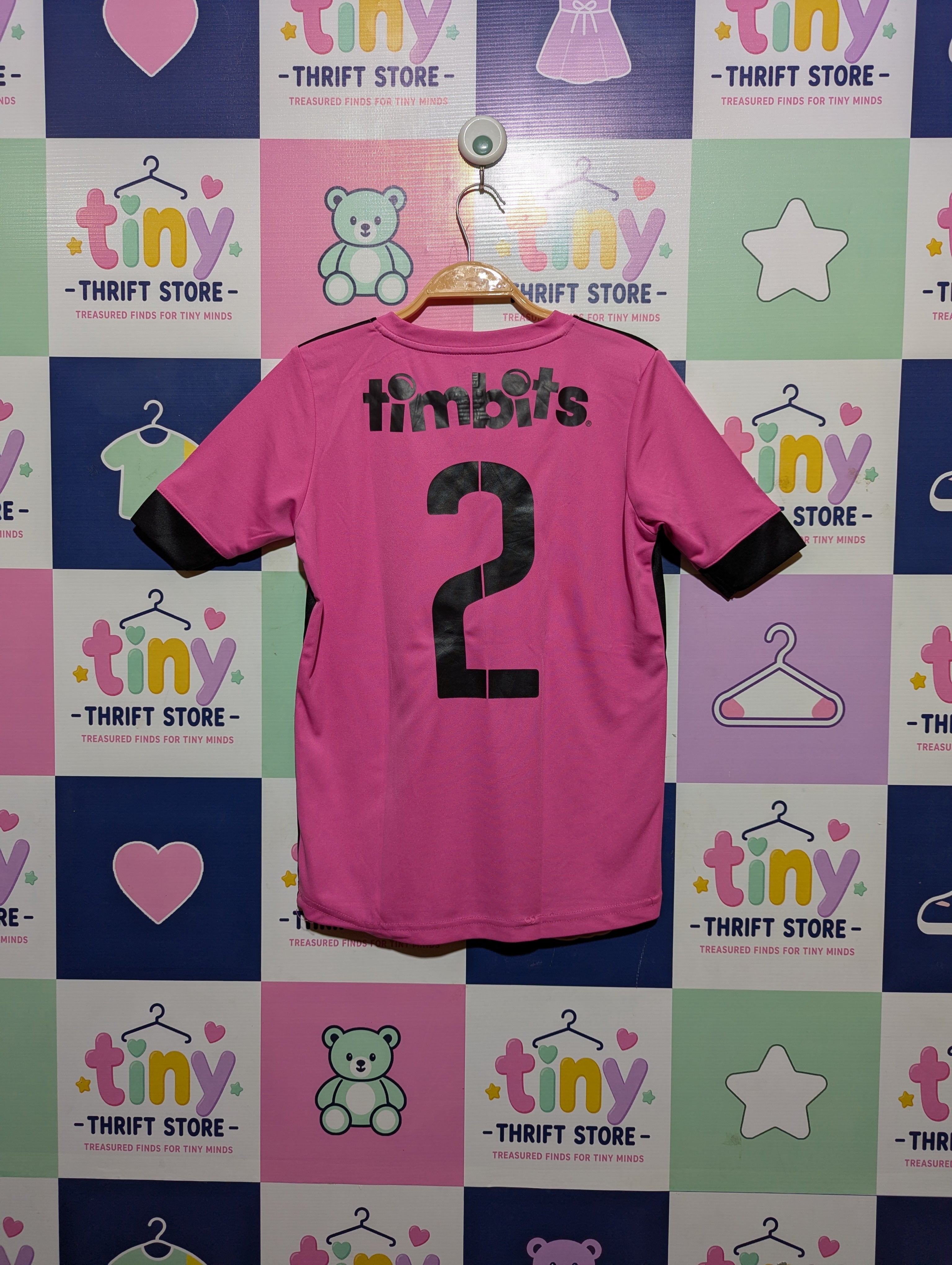 Admiral Kids Pink "Tim Hortons" Soccer Jersey - Size YM (Estimated Age 10-12 Years) AB2