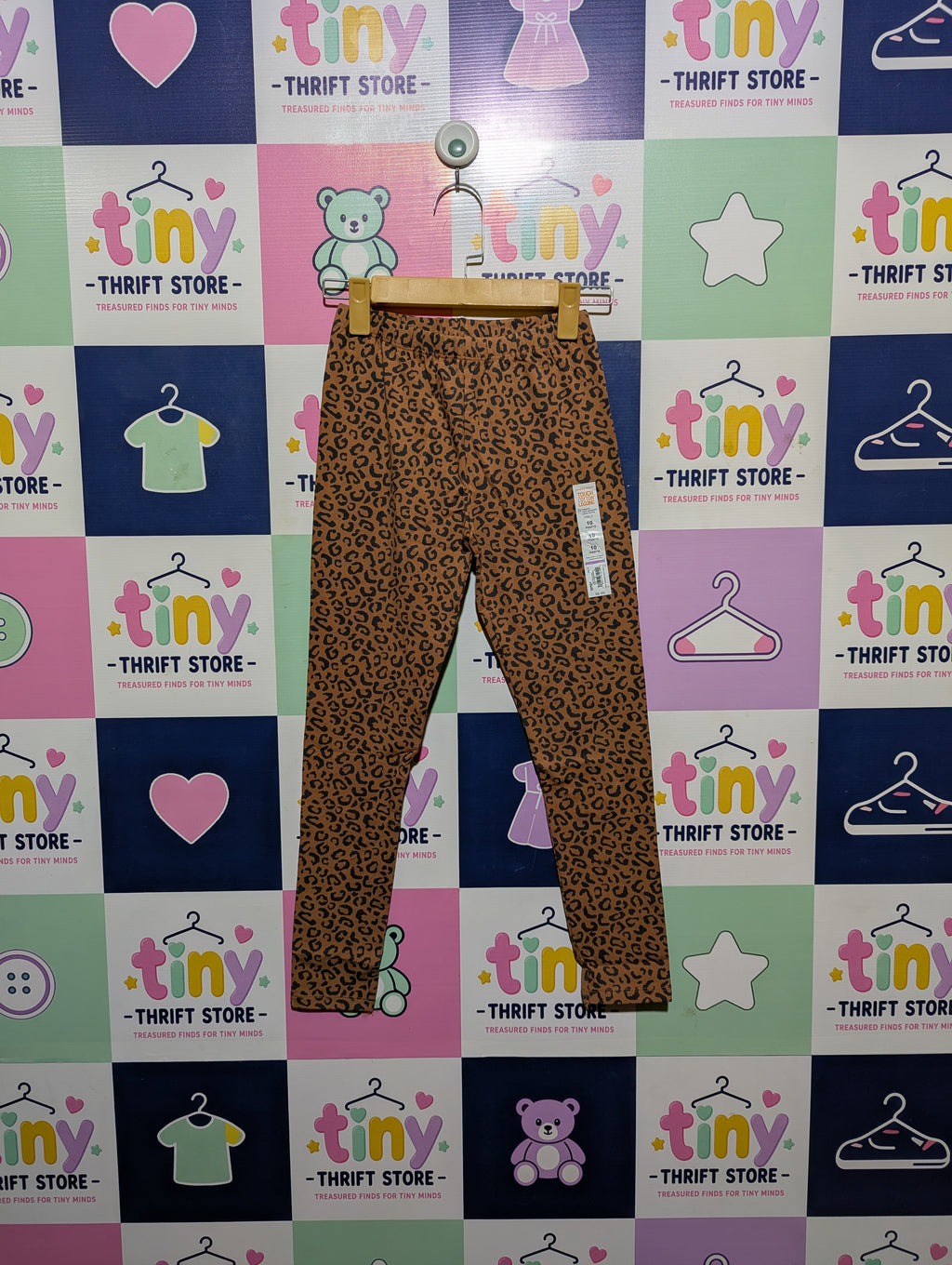 Jumping Beans Girls Brown Leopard Print "Tough Cotton" Leggings - Size 10 Estimated Age 10-12 Years AB2