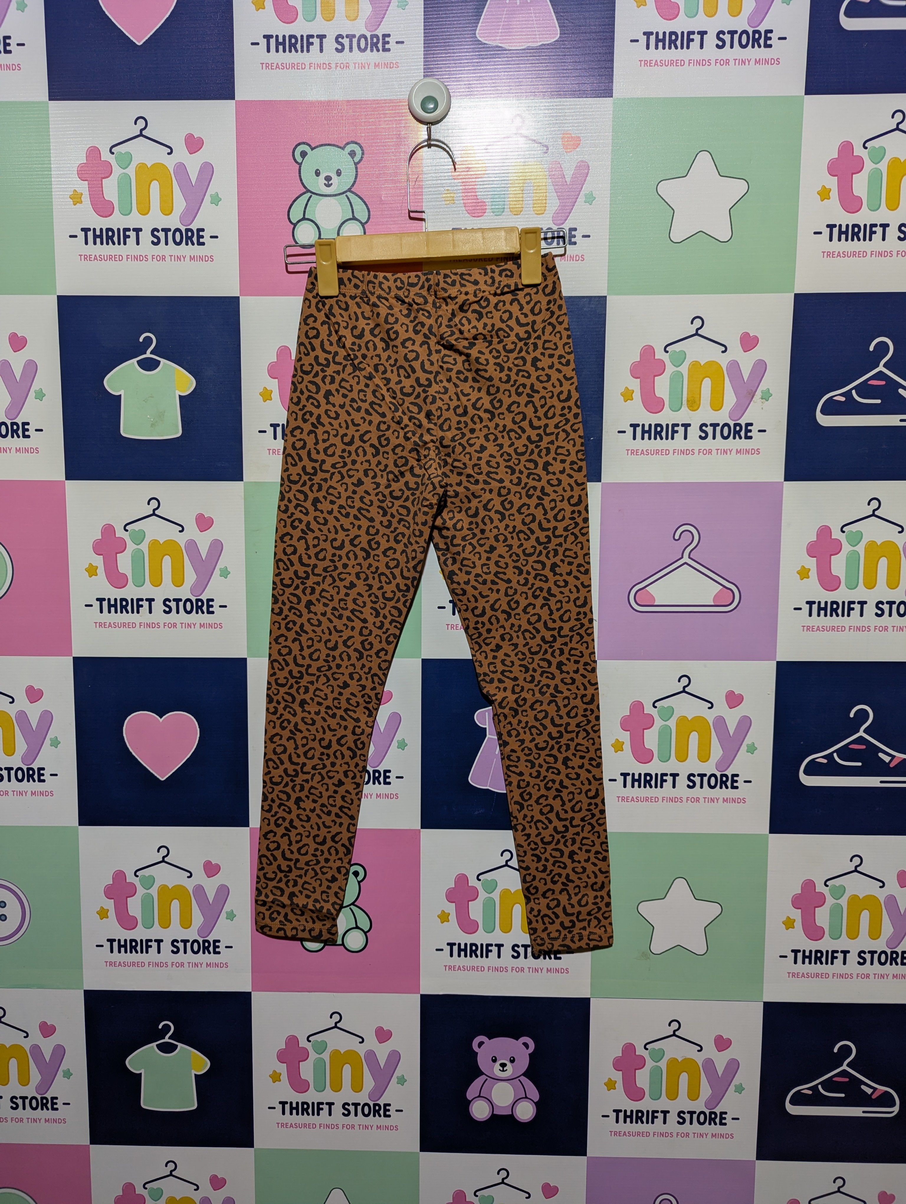 Jumping Beans Girls Brown Leopard Print "Tough Cotton" Leggings - Size 10 Estimated Age 10-12 Years AB2