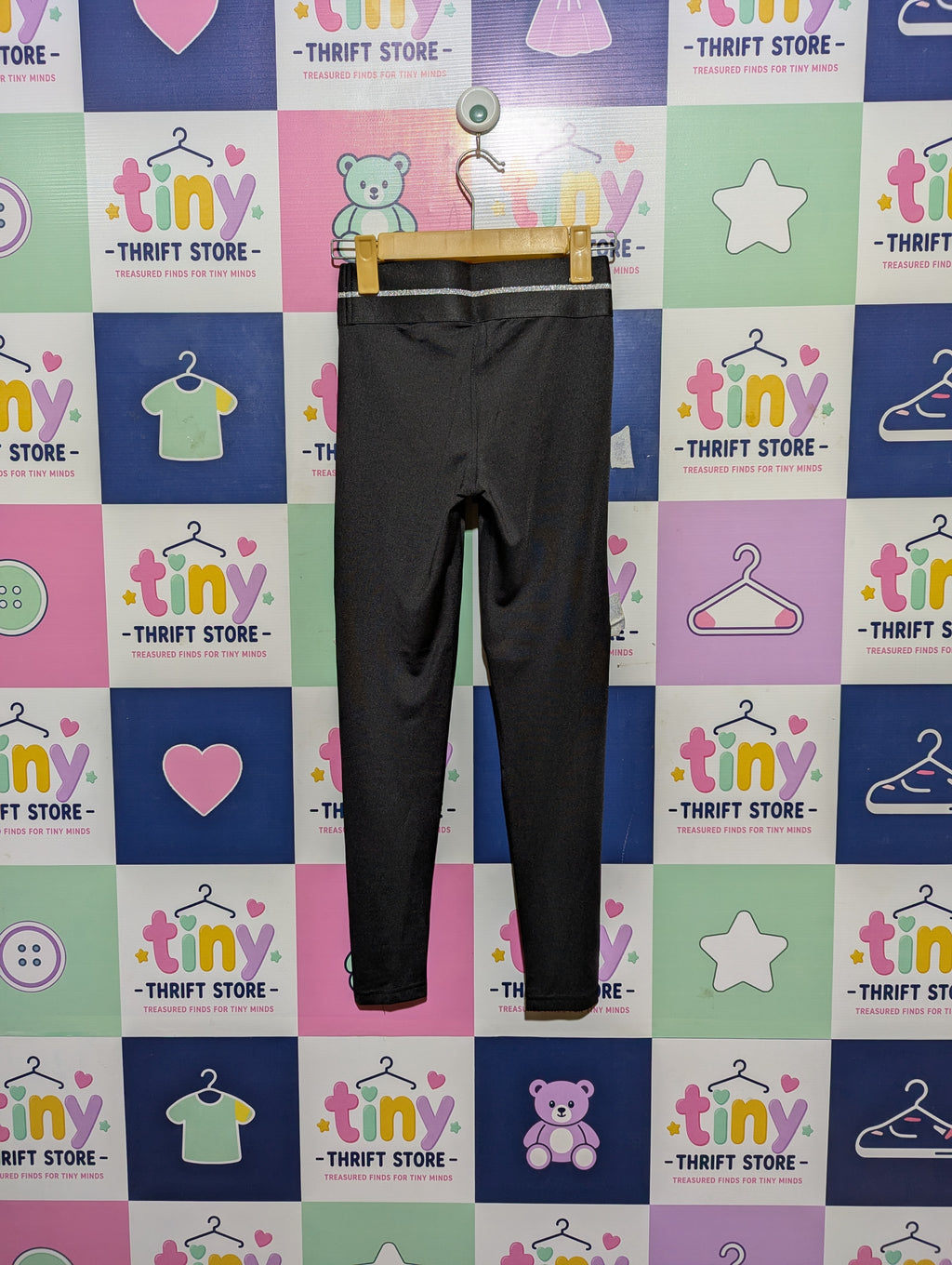 STOP + GO Girls Black "Play Game" Athletic Leggings - Size 140 Estimated Age 9-10 Years AB2