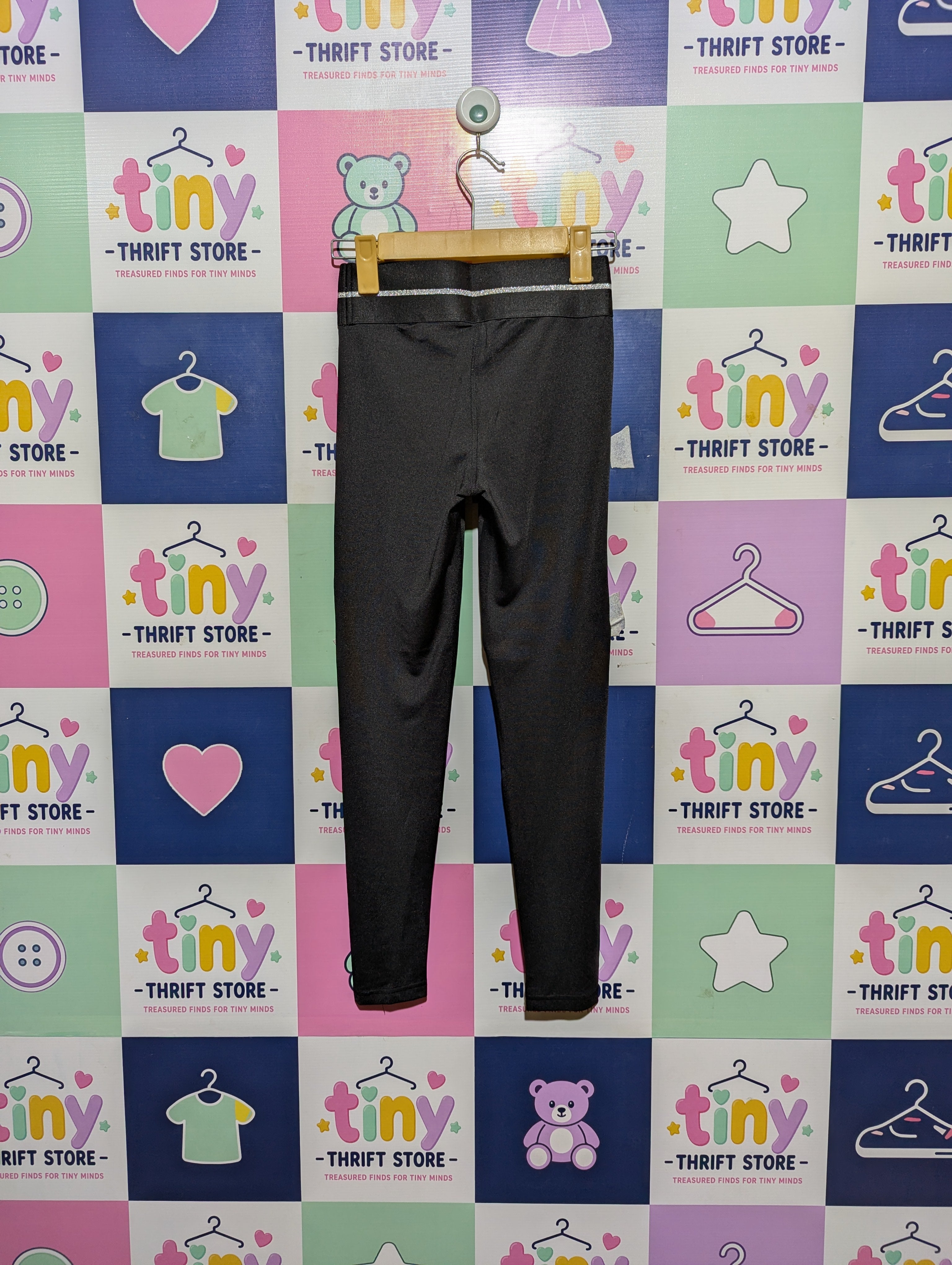 STOP + GO Girls Black "Play Game" Athletic Leggings - Size 140 Estimated Age 9-10 Years AB2