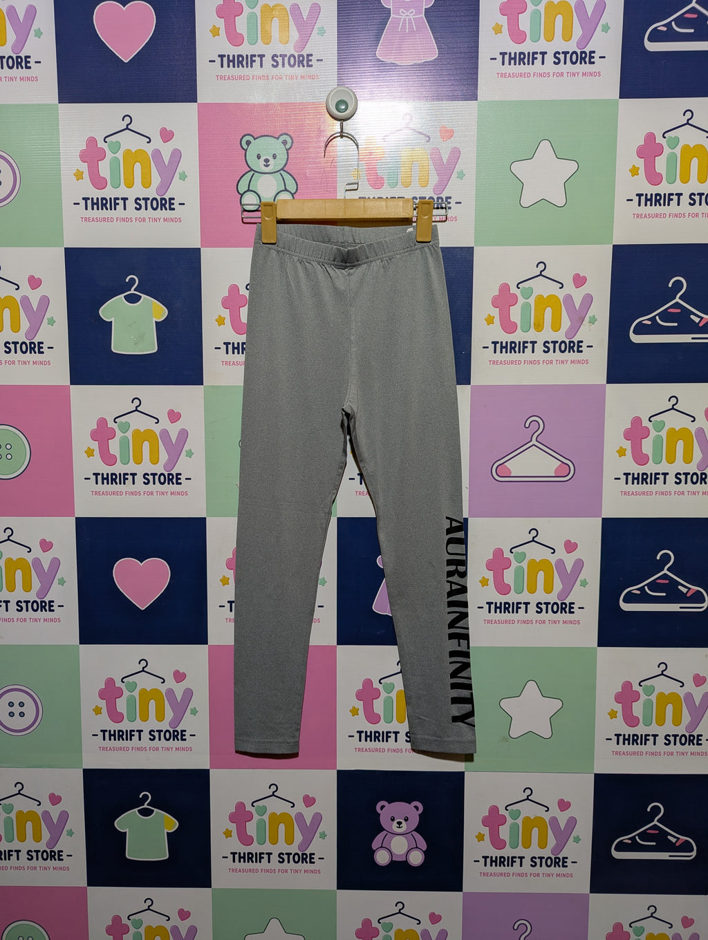 NINJIX Girls Heather Grey "AURAINFINITY" Leggings - Size 140 Estimated Age 9-10 Years AB2