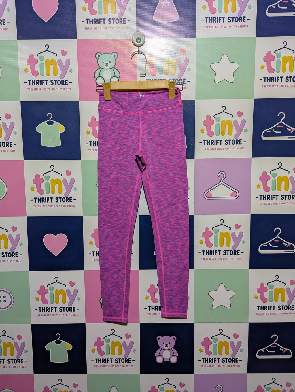 90 Degree by Reflex Girls Pink/Purple Heathered Athletic Leggings - Size M (10) Estimated Age 10 Years AB2