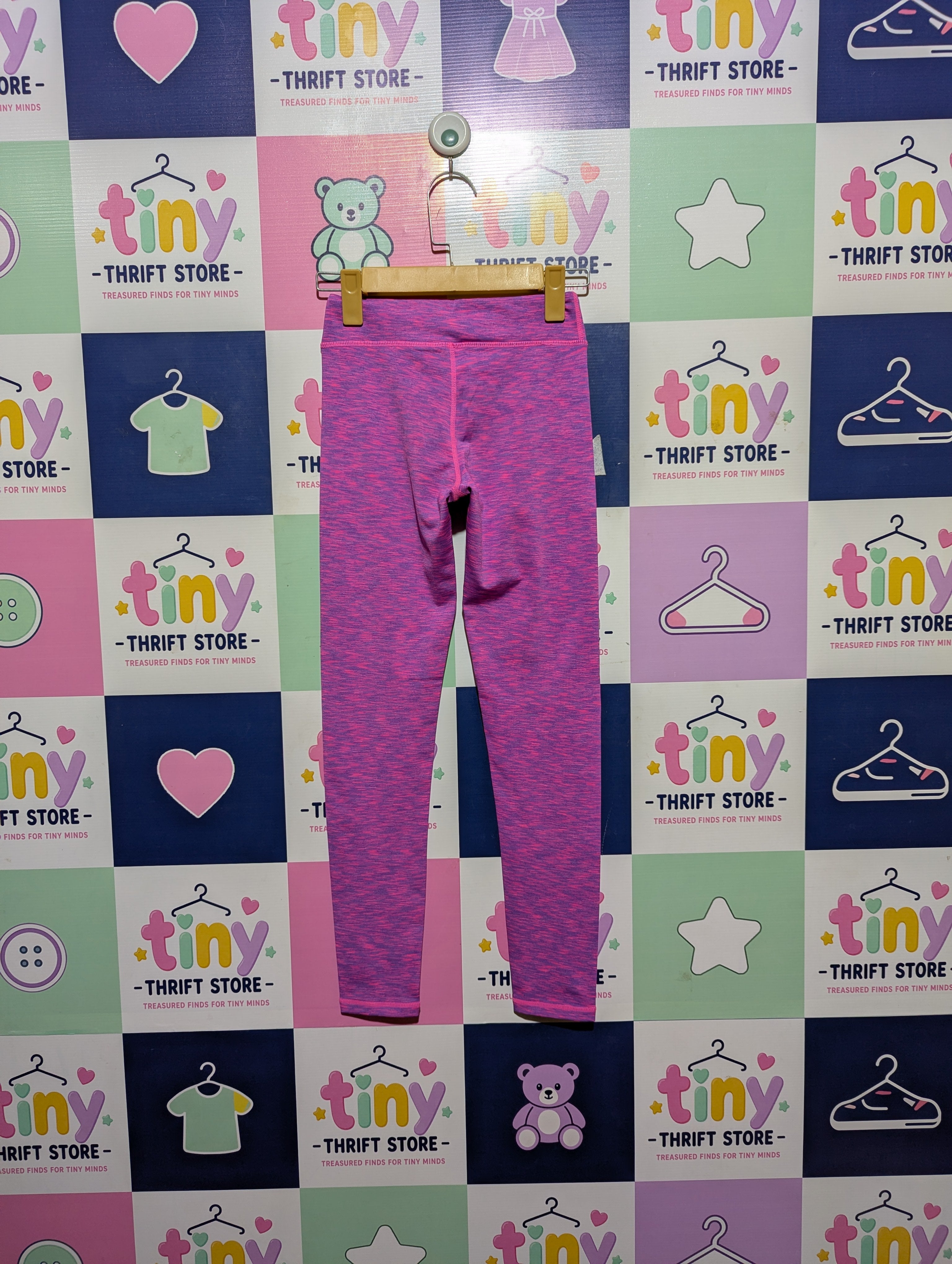 90 Degree by Reflex Girls Pink/Purple Heathered Athletic Leggings - Size M (10) Estimated Age 10 Years AB2