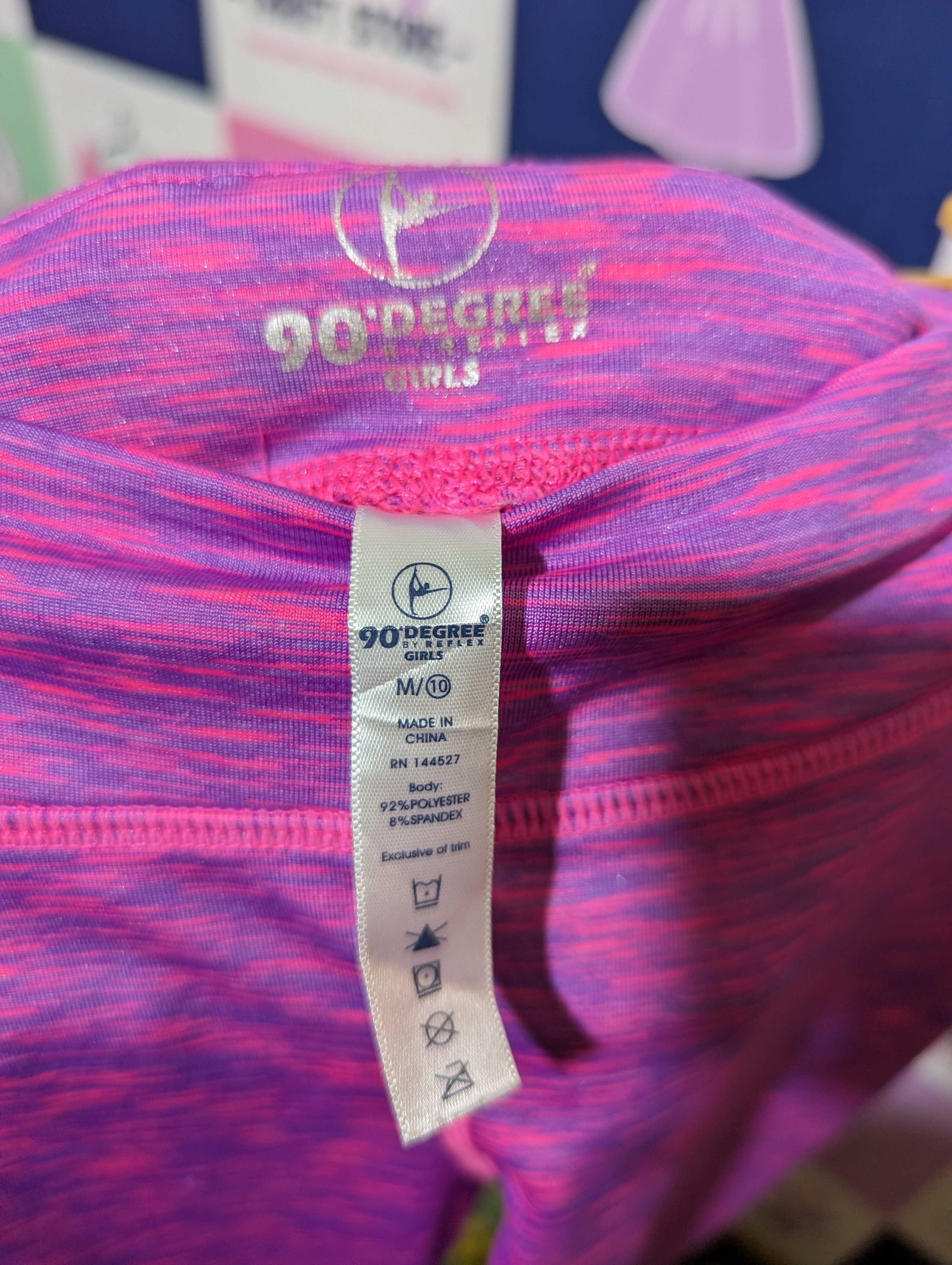 90 Degree by Reflex Girls Pink/Purple Heathered Athletic Leggings - Size M (10) Estimated Age 10 Years AB2