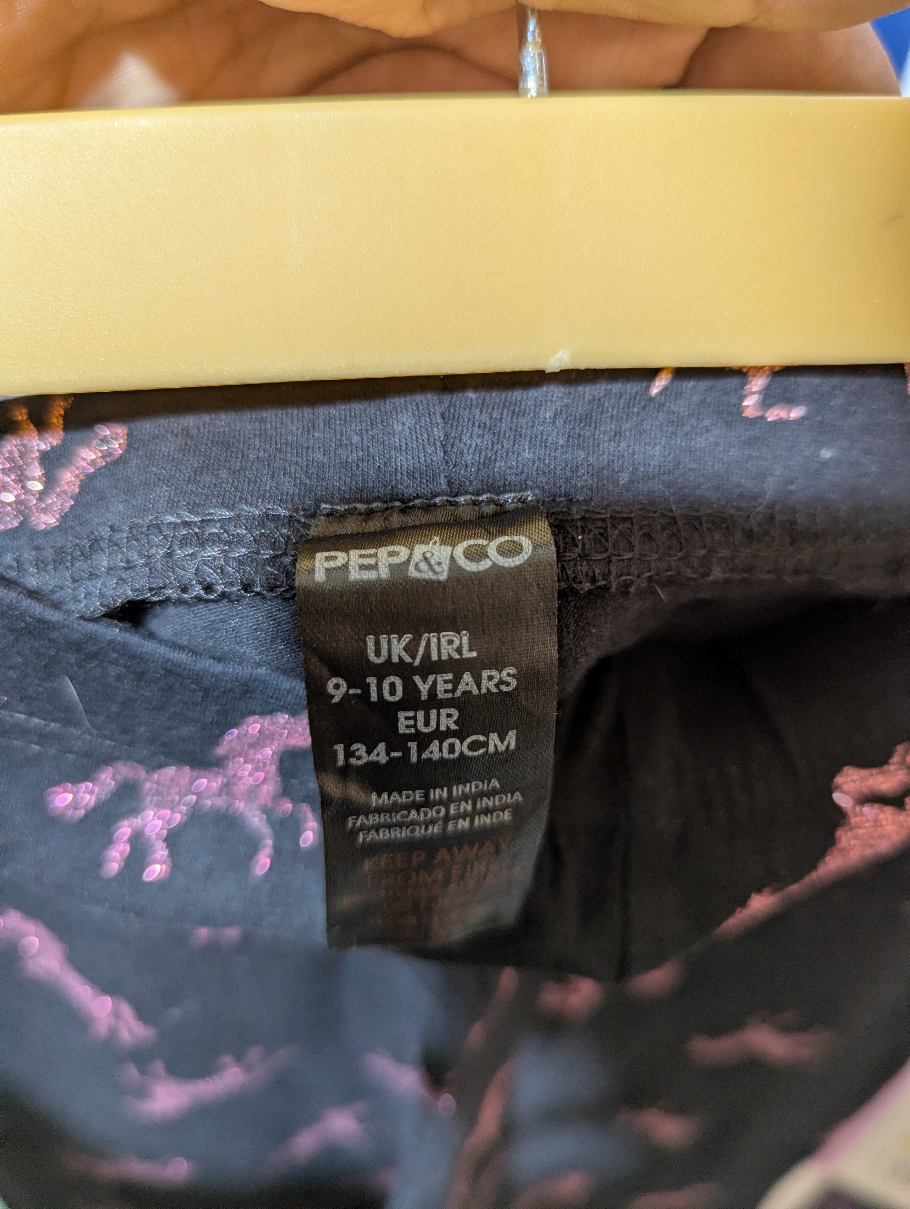 PEP&CO Girls Black "Glitter Unicorn" Print Leggings - Size 134-140CM Estimated Age 9-10 Years AB2