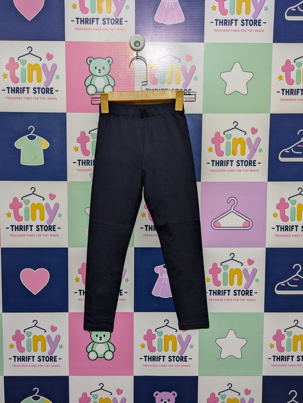 H&M Girls Dark Navy Essential Leggings - Size 134CM Estimated Age 8-9 Years AB2