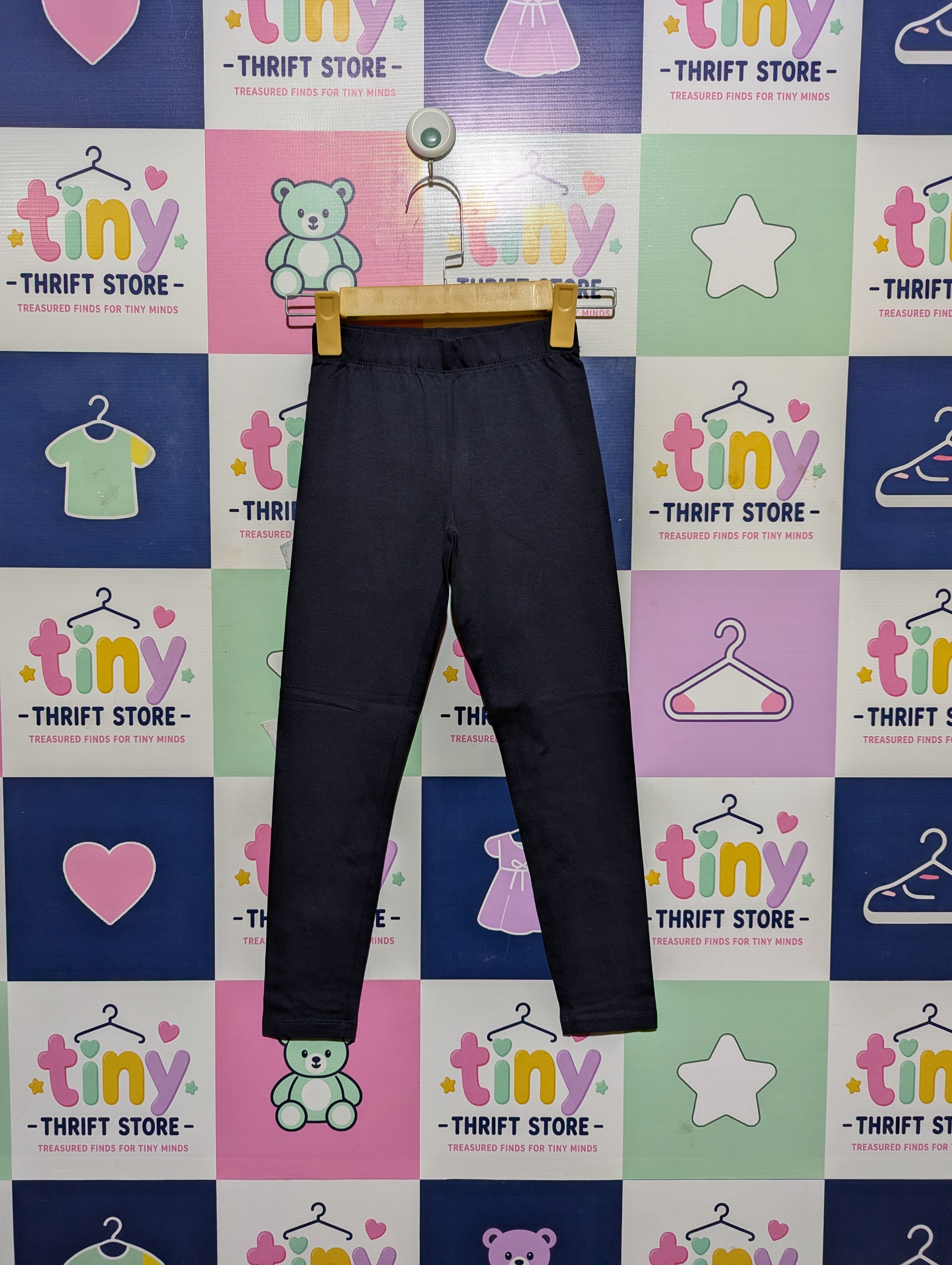 H&M Girls Dark Navy Essential Leggings - Size 134CM Estimated Age 8-9 Years AB2