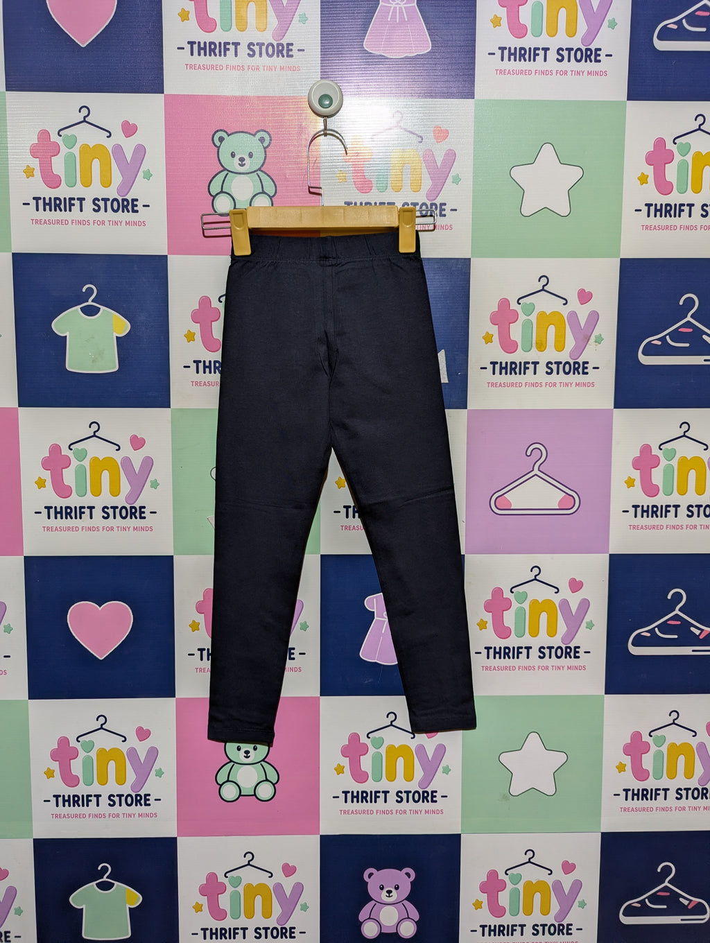 H&M Girls Dark Navy Essential Leggings - Size 134CM Estimated Age 8-9 Years AB2
