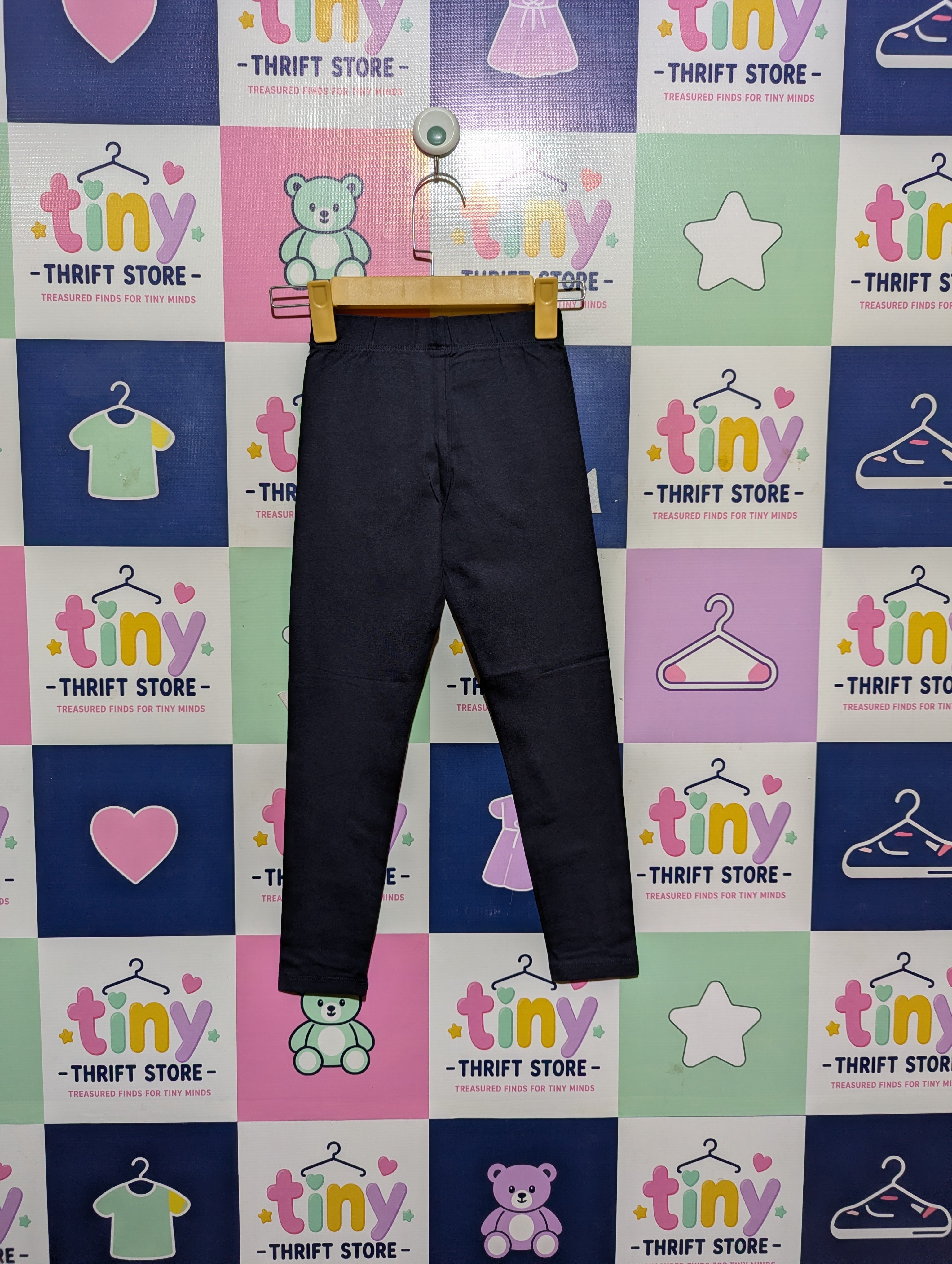 H&M Girls Dark Navy Essential Leggings - Size 134CM Estimated Age 8-9 Years AB2