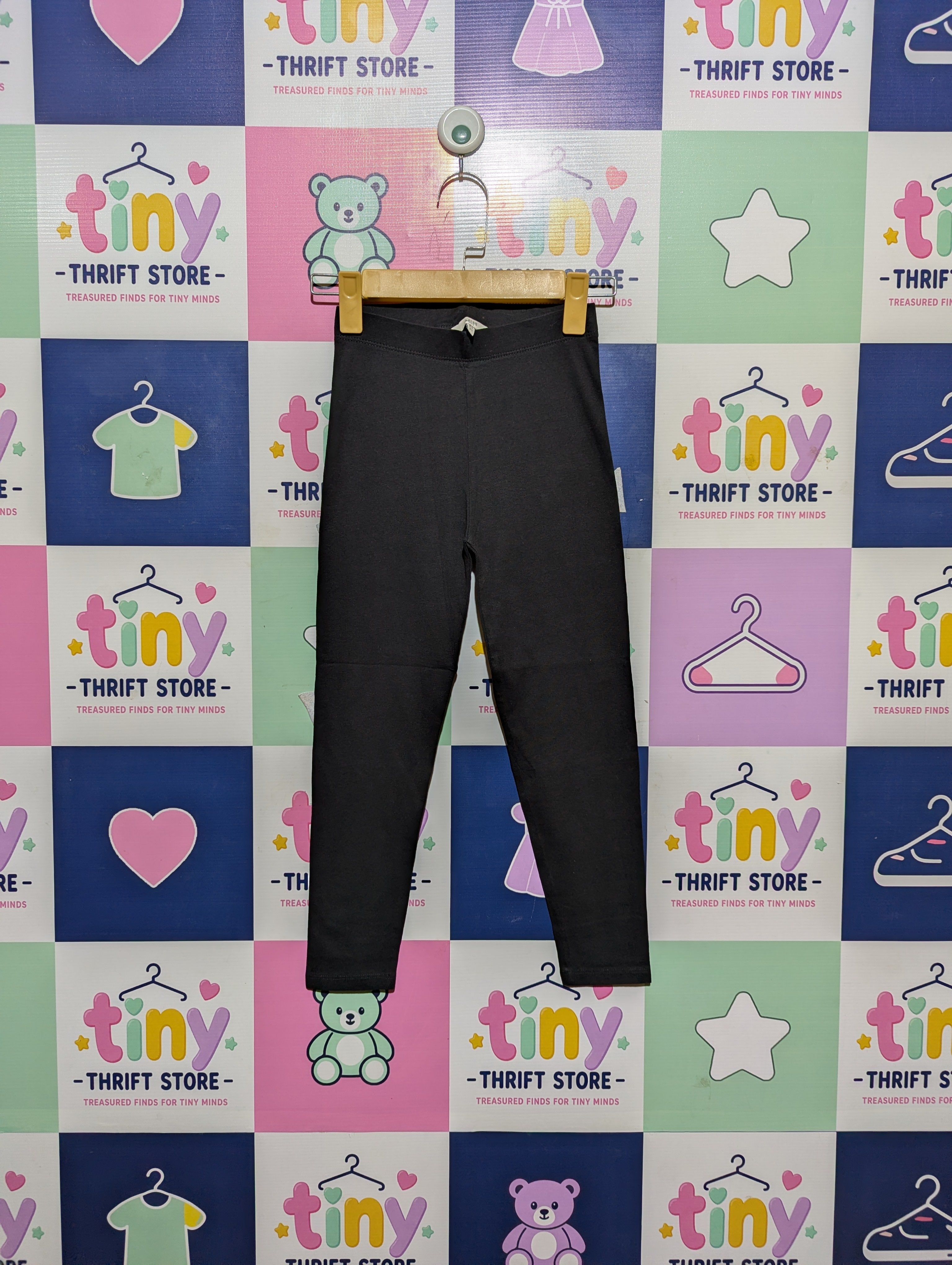 MISS E-VIE Girls Basic Black Leggings - Size Estimated Age 8-9 Years AB2