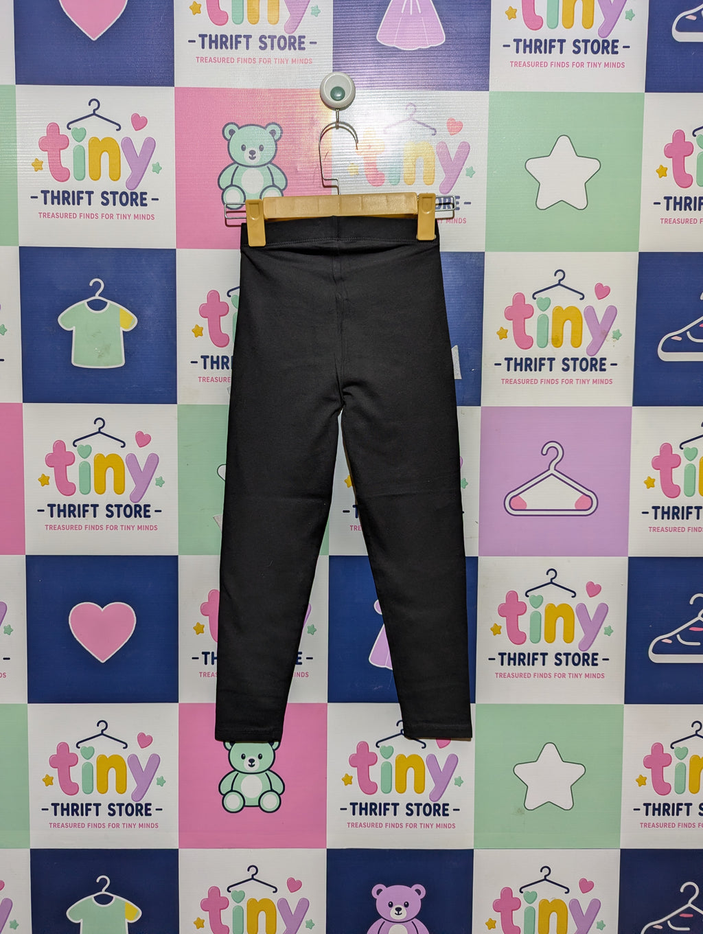 MISS E-VIE Girls Basic Black Leggings - Size Estimated Age 8-9 Years AB2