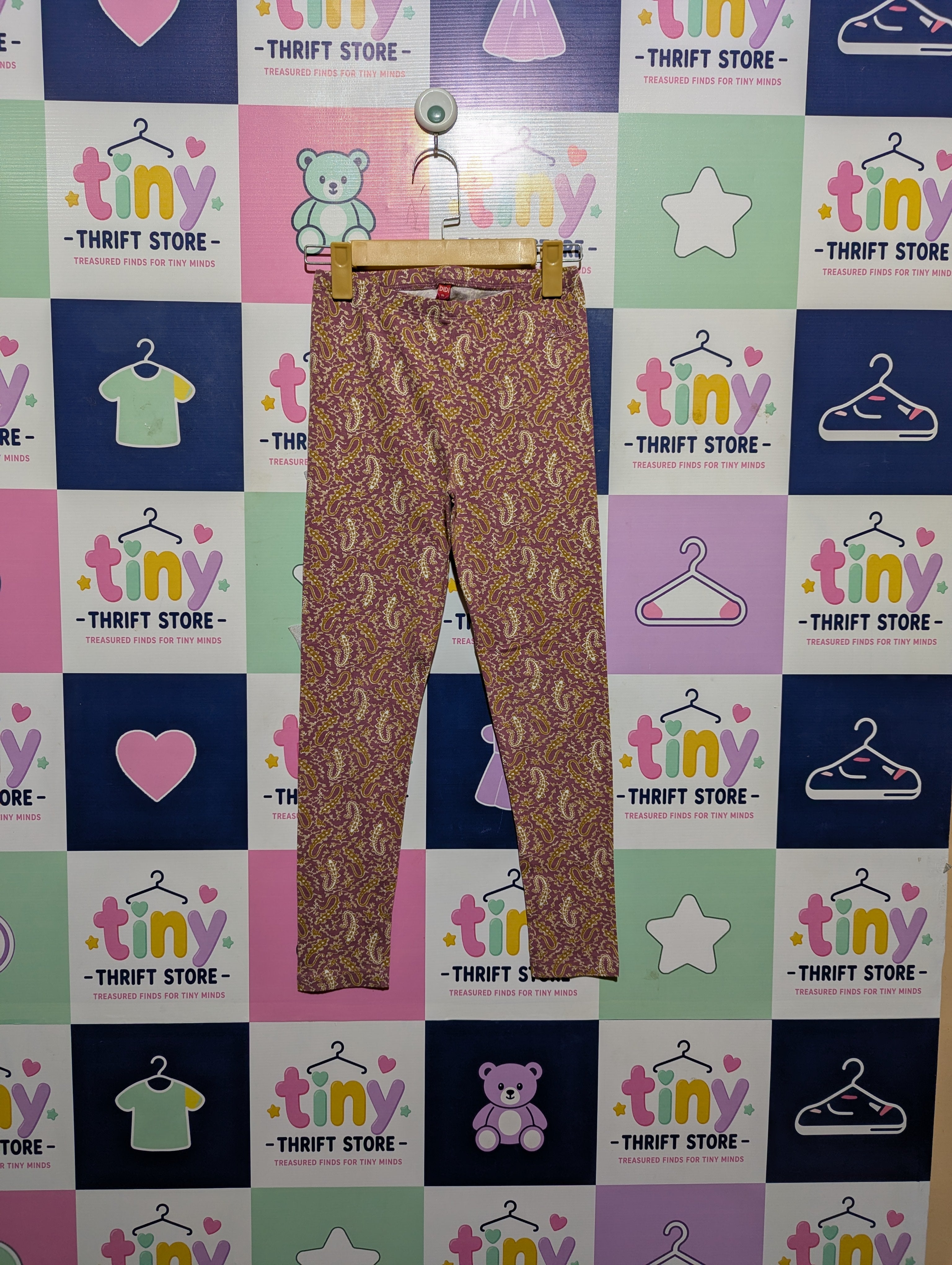 DIDI Girls Mauve "Paisley Pattern" Leggings - Size 10 Estimated Age 10 Years AB2