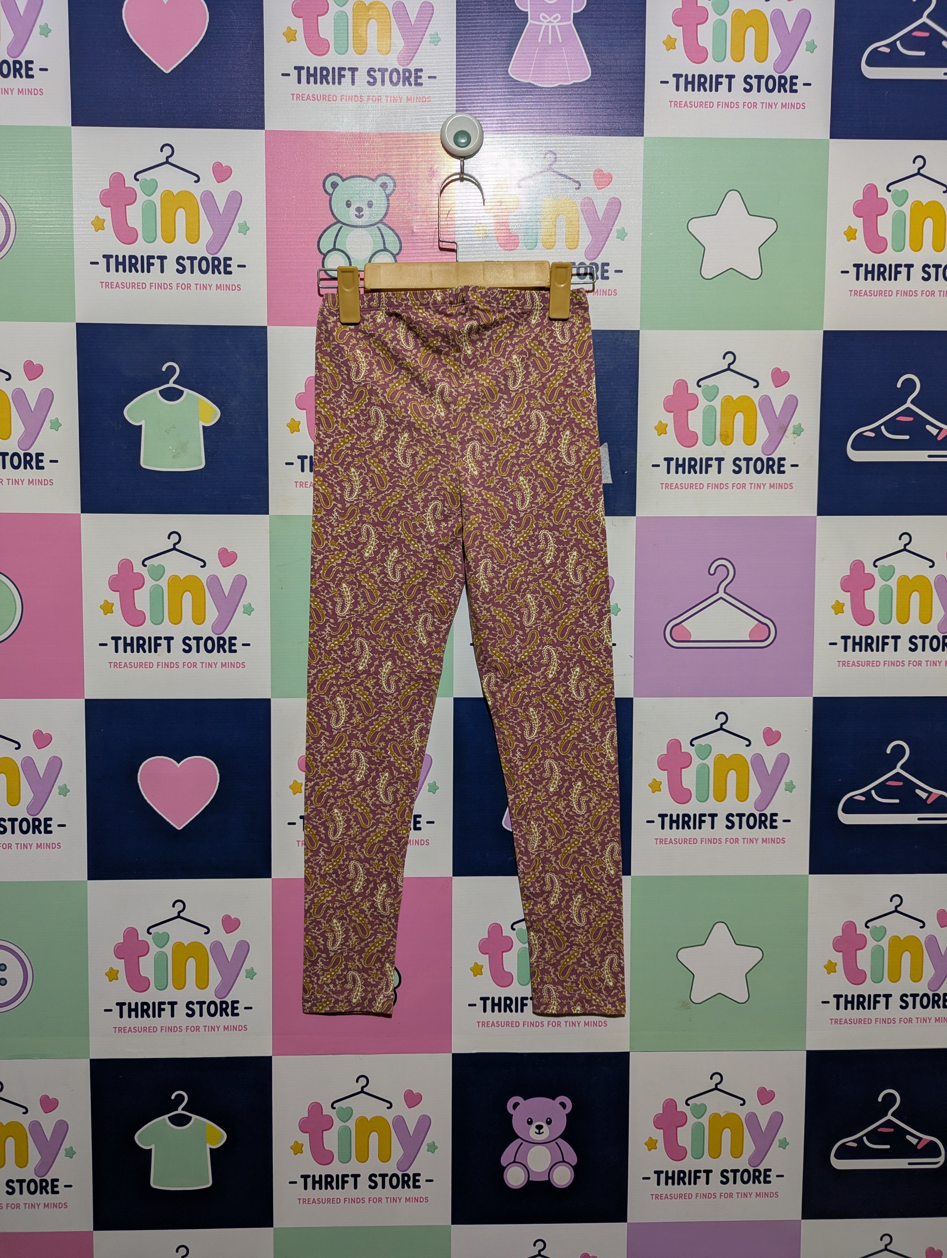 DIDI Girls Mauve "Paisley Pattern" Leggings - Size 10 Estimated Age 10 Years AB2