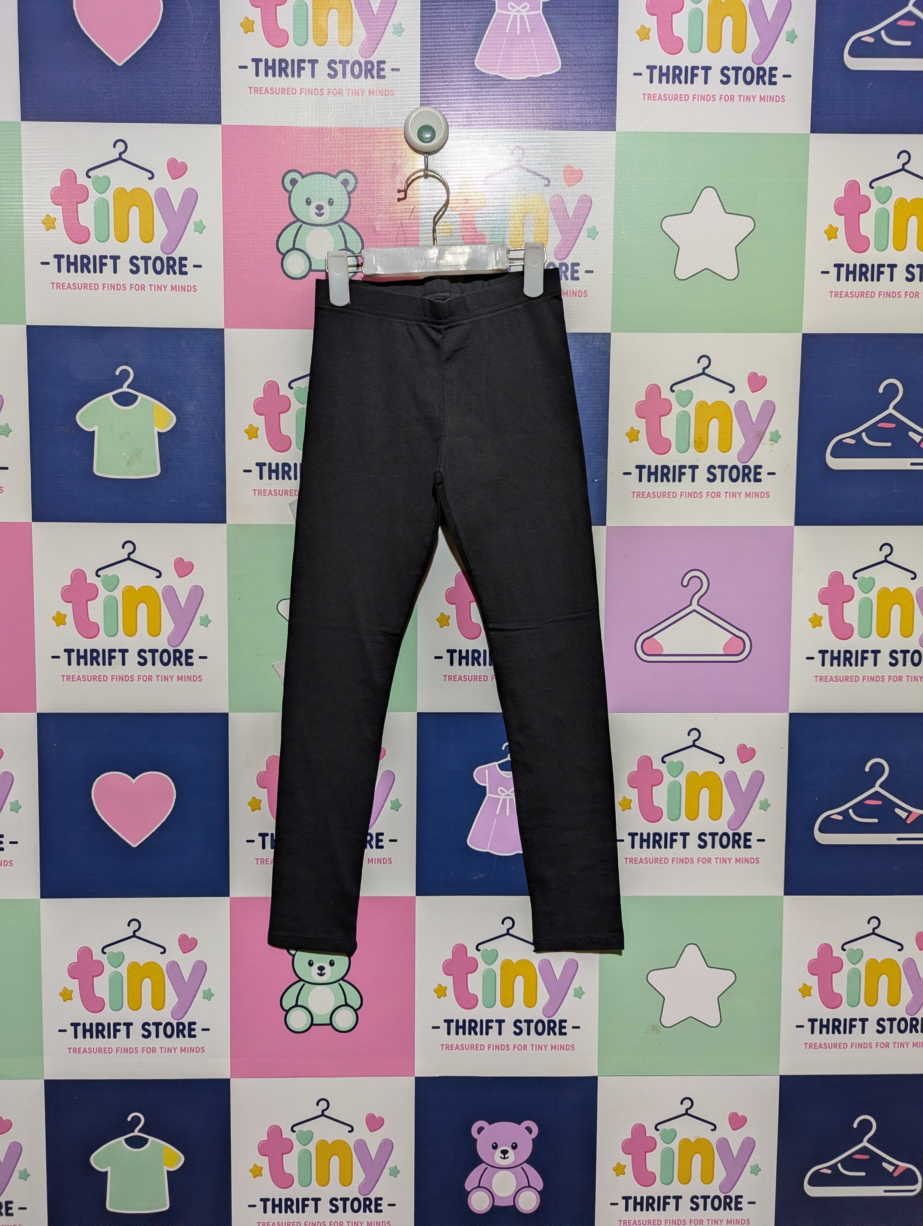 F&F Girls Basic Black Leggings - Size 134CM Estimated Age 8-9 Years AB2