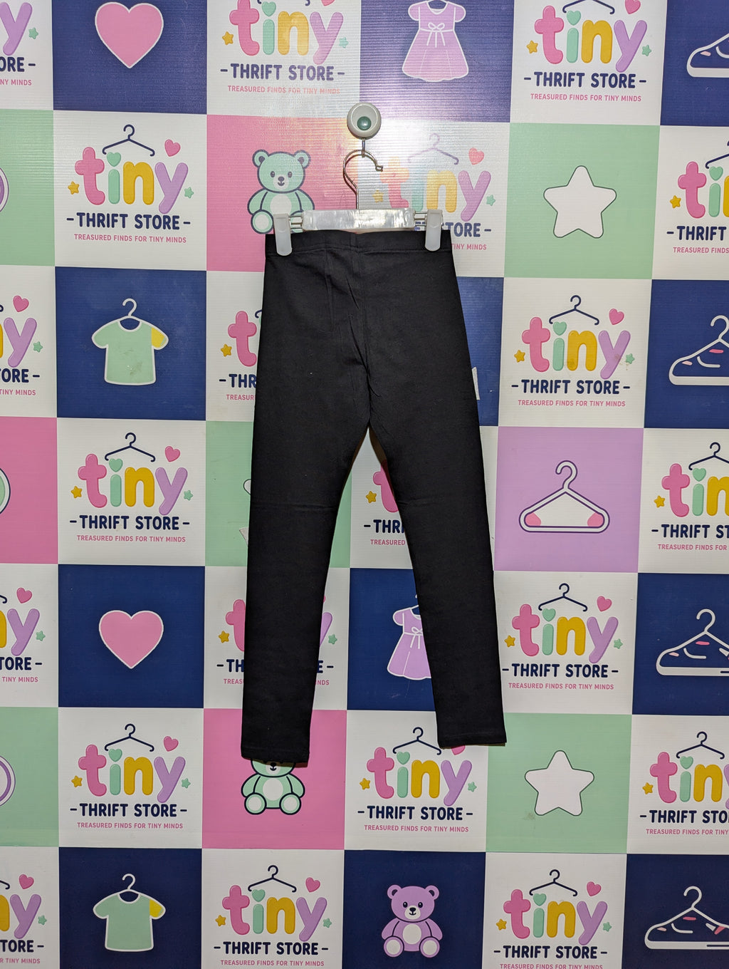 F&F Girls Basic Black Leggings - Size 134CM Estimated Age 8-9 Years AB2