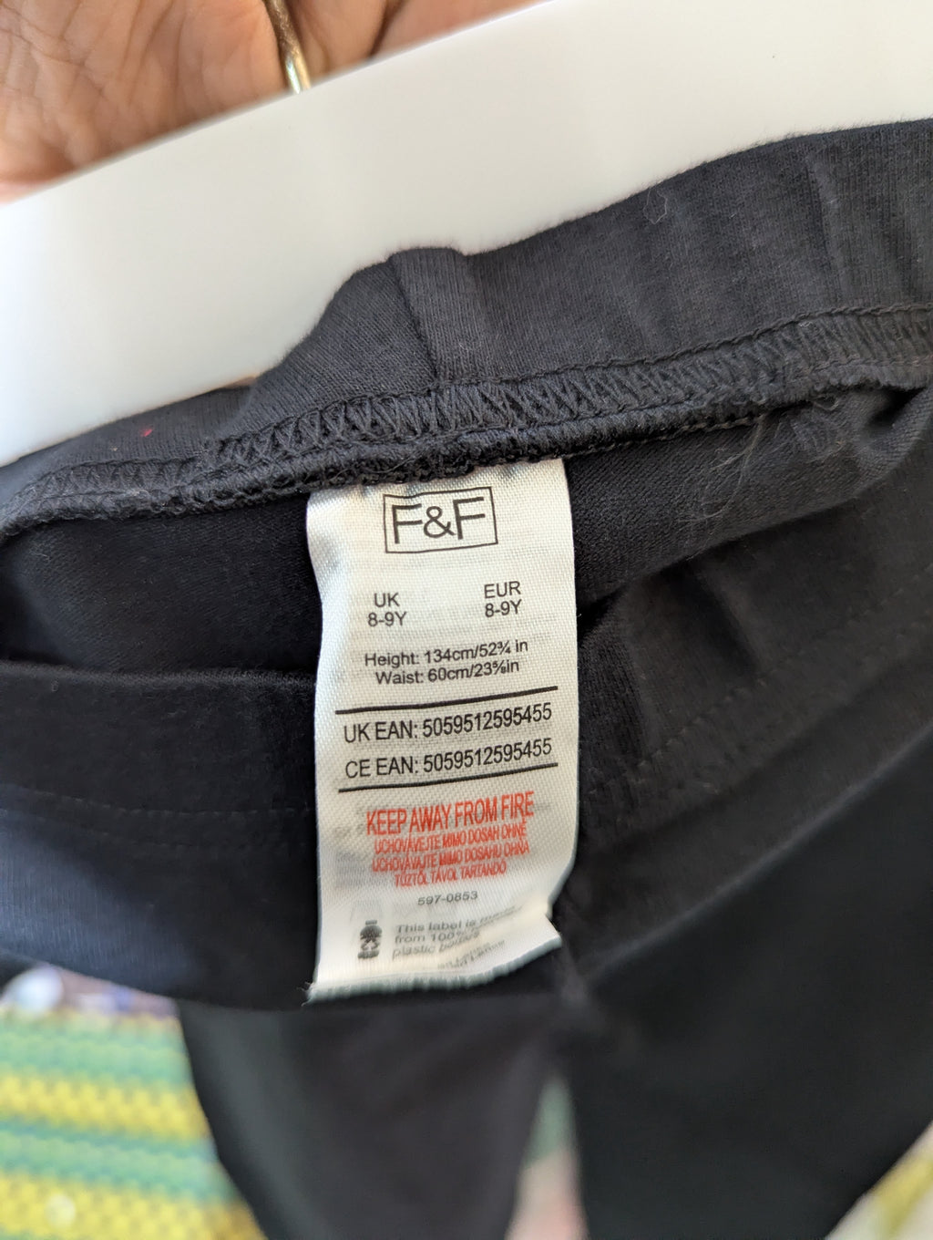 F&F Girls Basic Black Leggings - Size 134CM Estimated Age 8-9 Years AB2