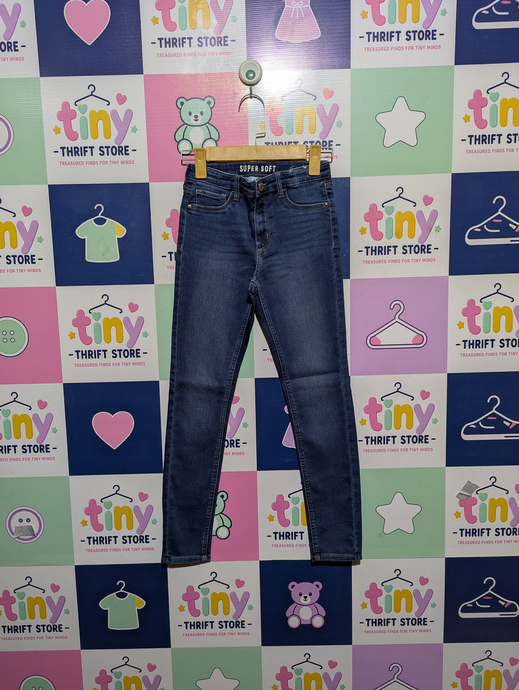 H&M Girls "Super Soft" Dark Wash Skinny Jeans - Size 140CM Estimated Age 9-10 Years AB2