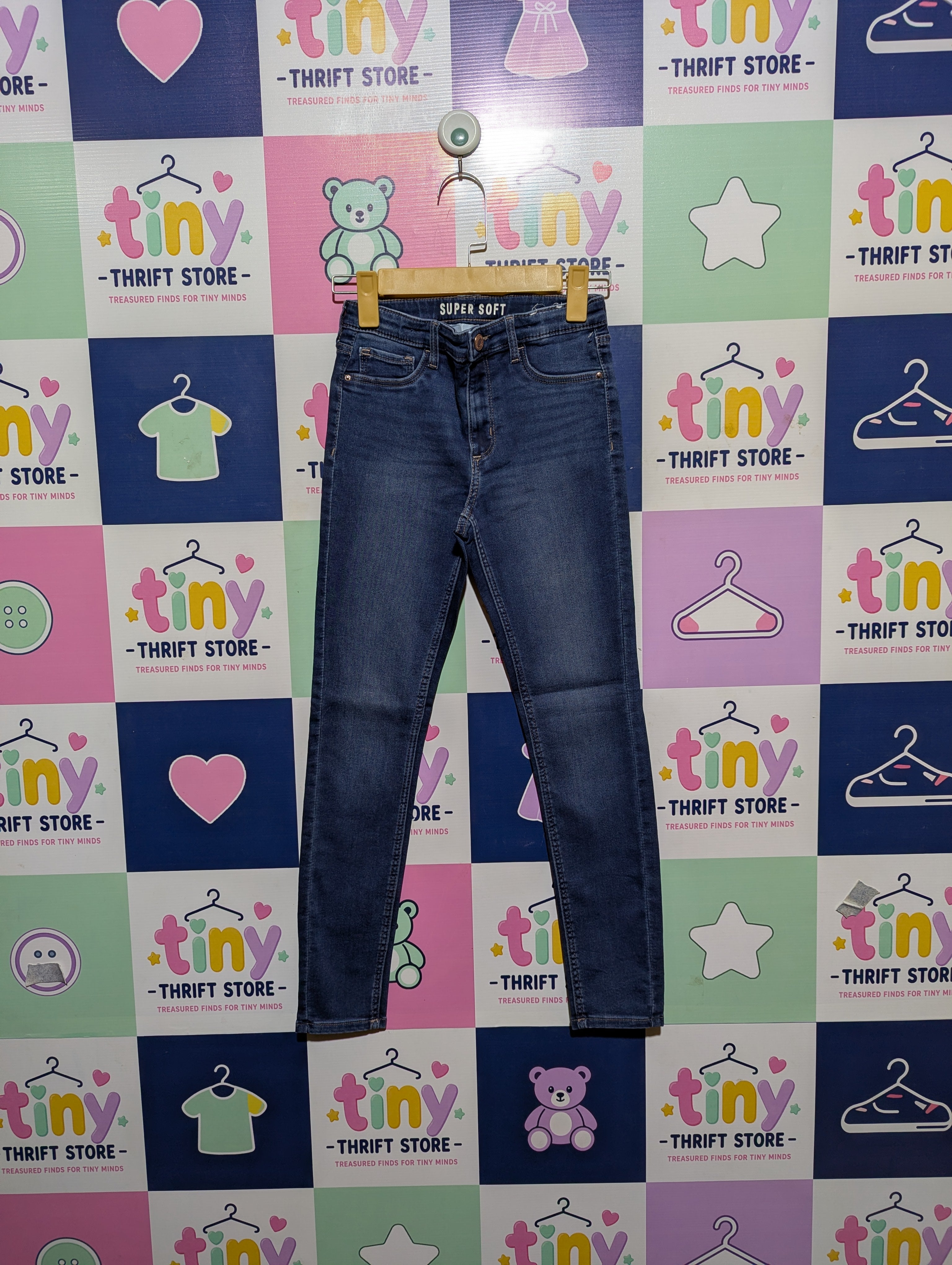 H&M Girls "Super Soft" Dark Wash Skinny Jeans - Size 140CM Estimated Age 9-10 Years AB2
