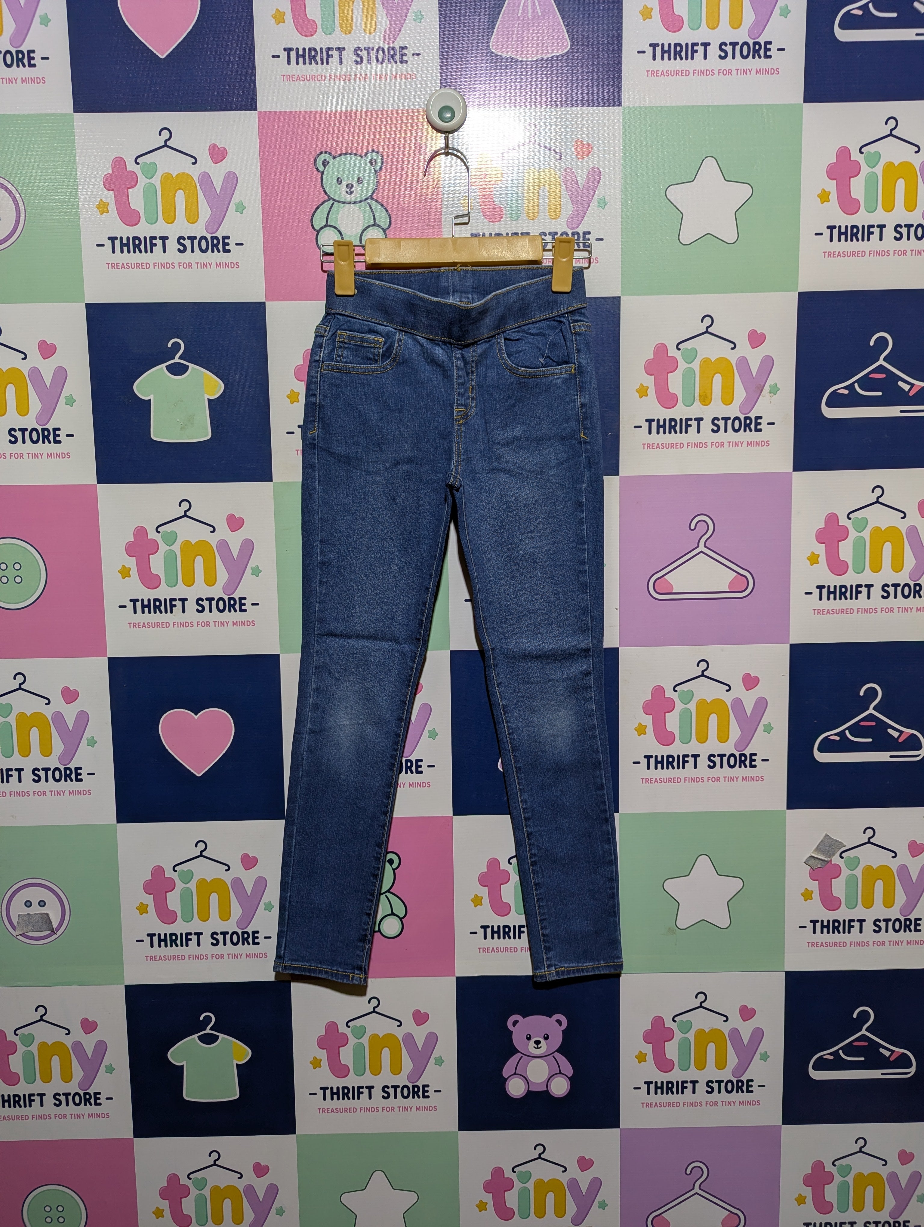 Cat & Jack Girls Classic Blue Stretch Jeggings - Size 10 (Estimated Age 9-10 Years) AB2