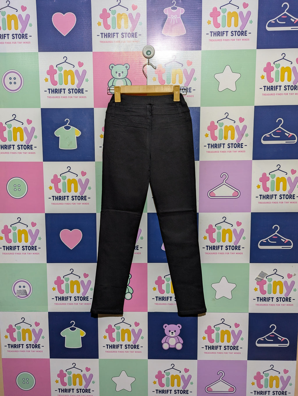 Girls Classic Black Versatile Slim Pants - Size 150 (Estimated Age 11-12 Years) AB2