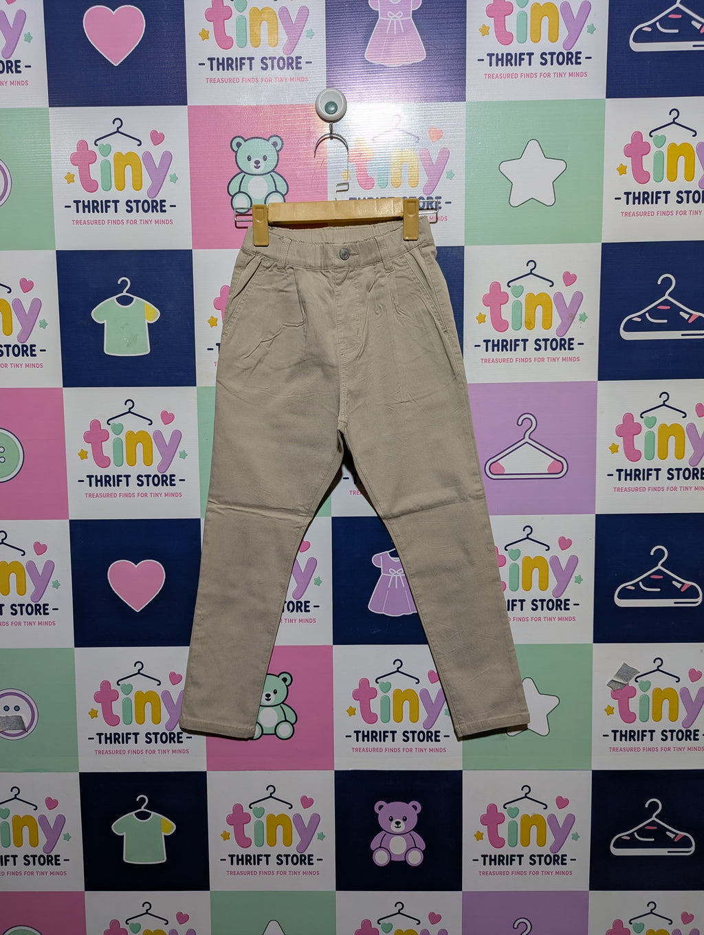 Devirock Girls Classic Beige Casual Slim Pants - Size 140 (Estimated Age 9-10 Years) AB2