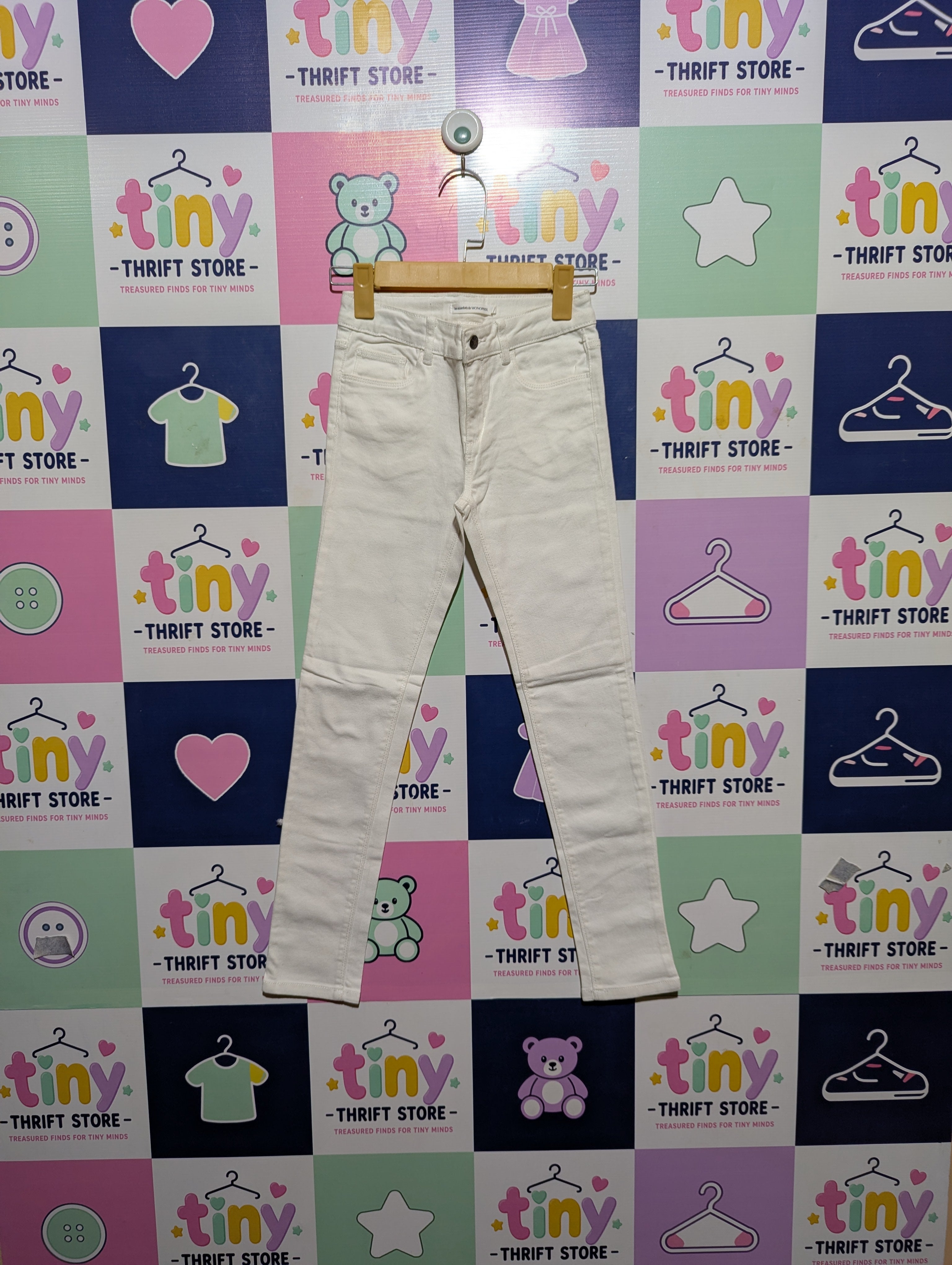 Les Essentiels de Monoprix Girls Classic White Slim Pants - Size 10 (Estimated Age 9-10 Years) AB2