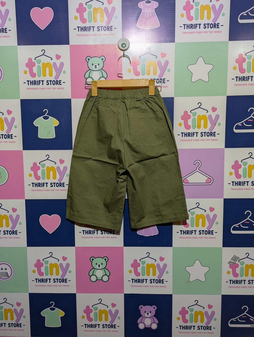 Boys Olive Green Casual Cargo Shorts with Integrated Belt - Size 150 (Estimated Age 11-12 Years) AB2