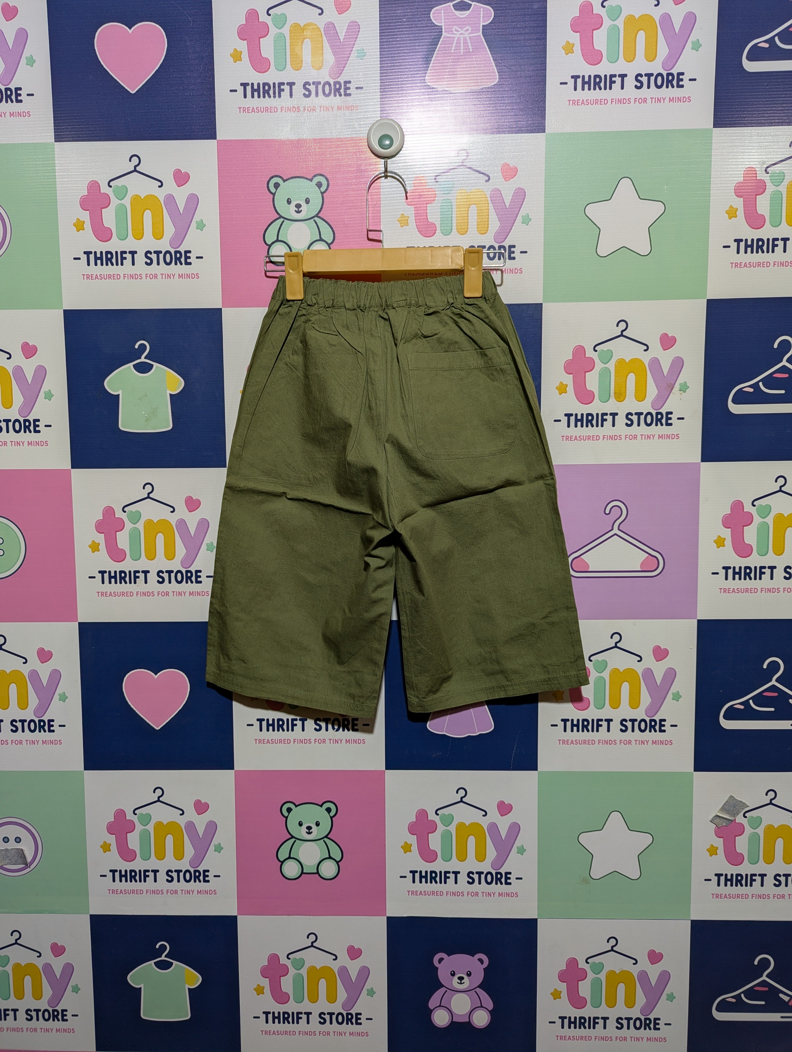 Boys Olive Green Casual Cargo Shorts with Integrated Belt - Size 150 (Estimated Age 11-12 Years) AB2