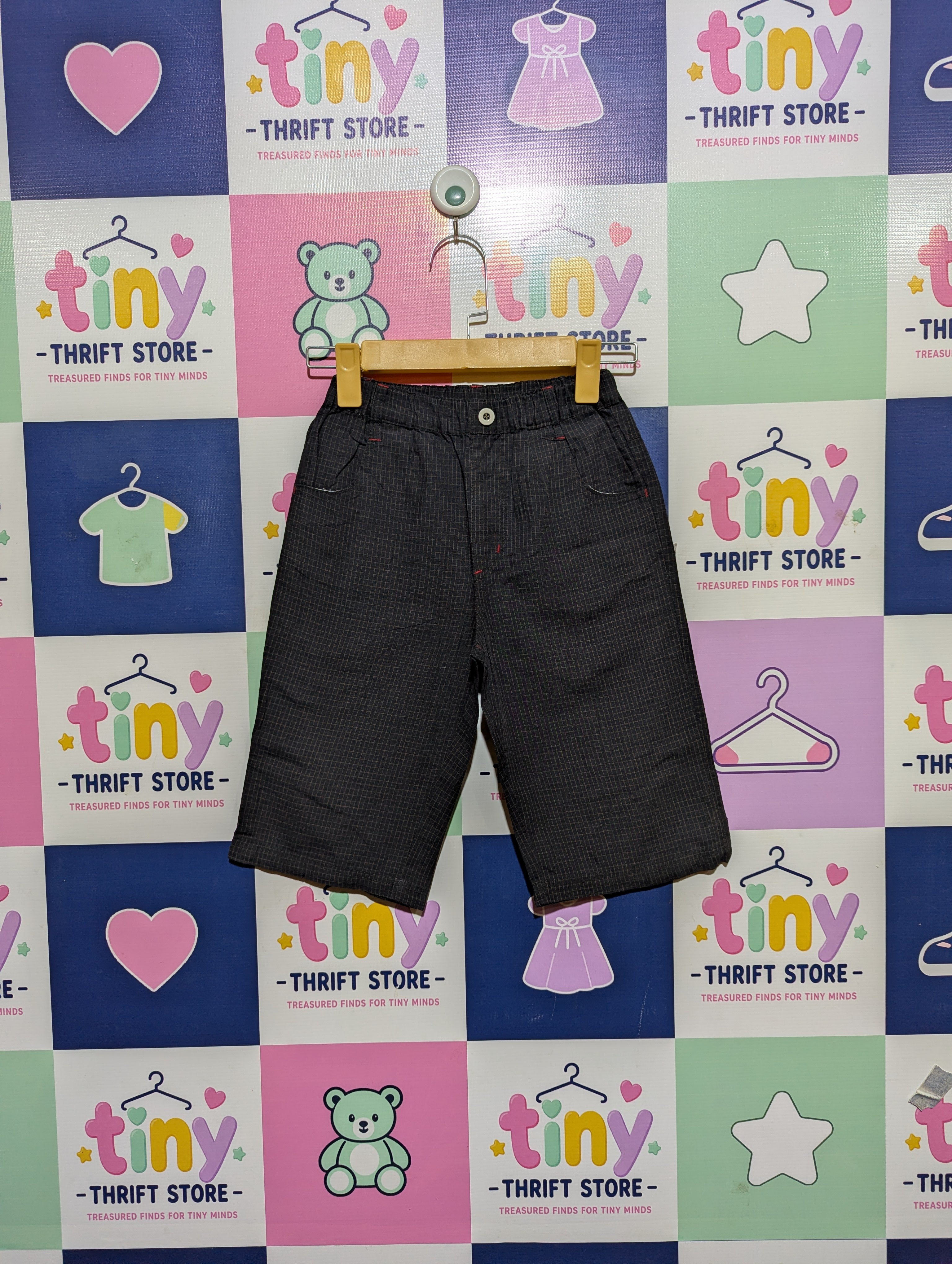 Grid Pattern Boys Casual Shorts - Size 140 (Estimated Age 9-10 Years) AB2
