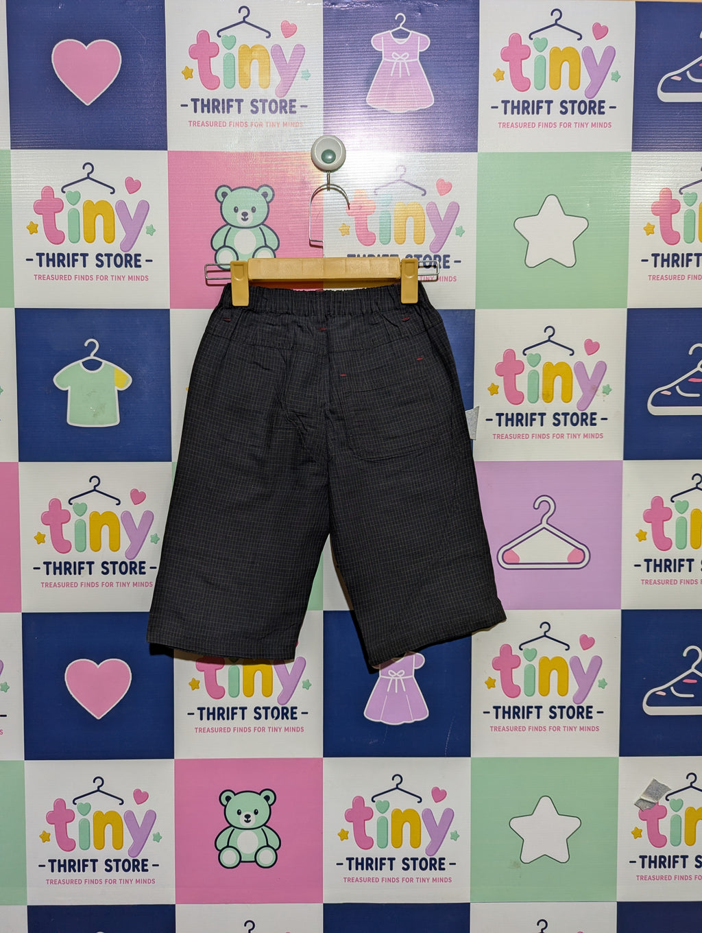Grid Pattern Boys Casual Shorts - Size 140 (Estimated Age 9-10 Years) AB2