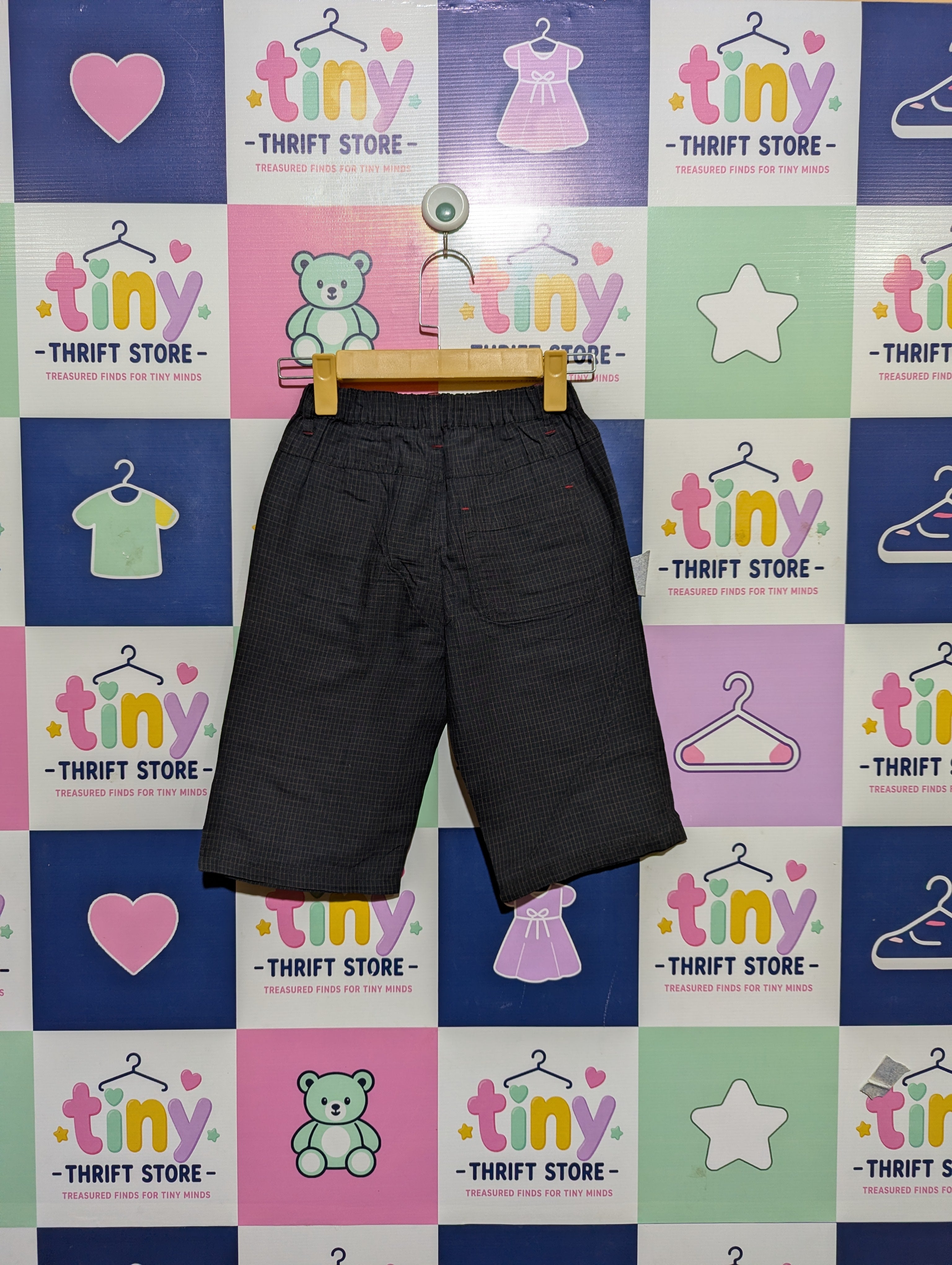 Grid Pattern Boys Casual Shorts - Size 140 (Estimated Age 9-10 Years) AB2