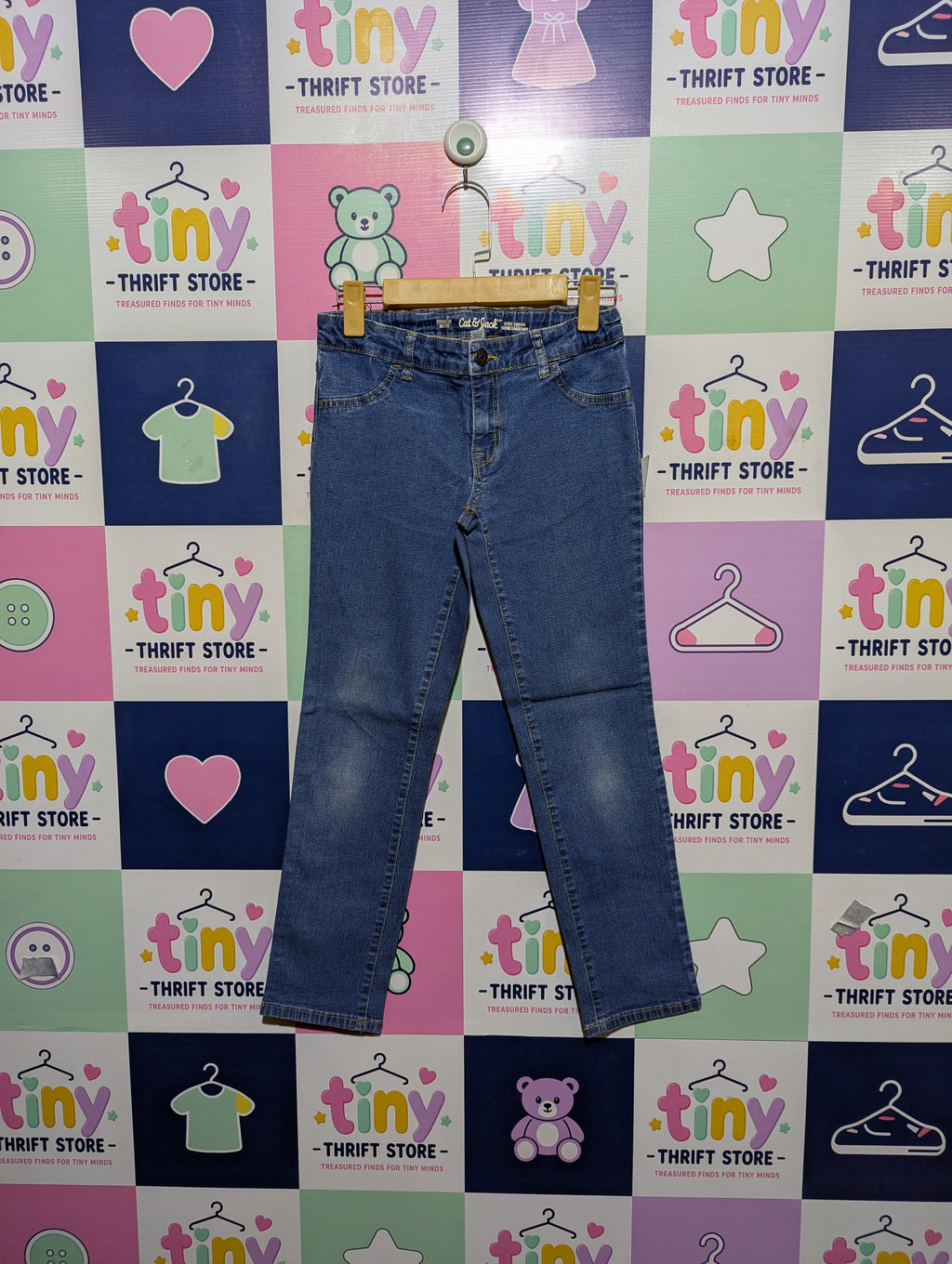 Cat & Jack Girls Medium Wash "Super Stretch" Denim Jeans - Size 10 Plus (Estimated Age 9-10 Years) AB2