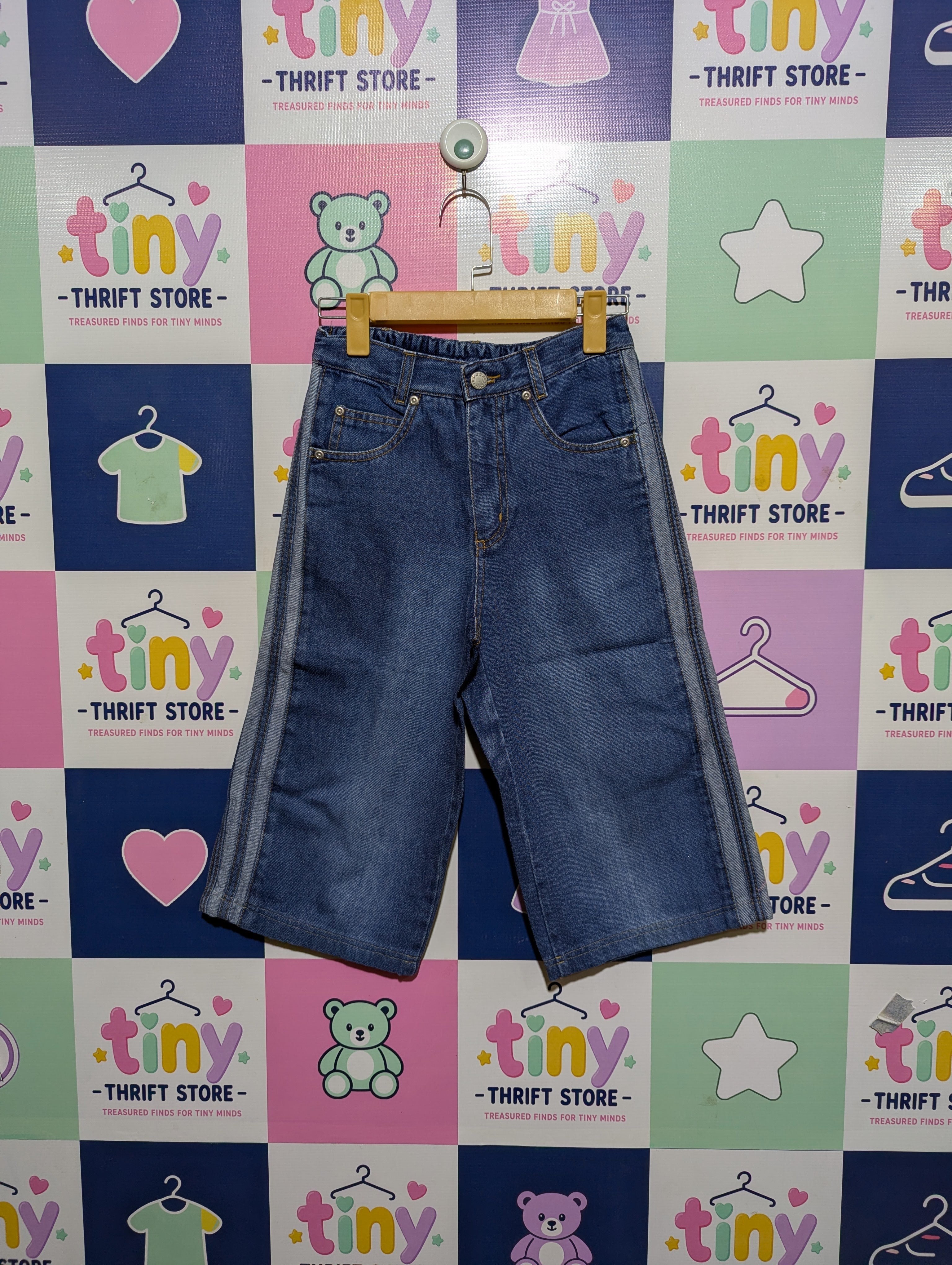 Boys Medium Wash Denim Short 3 Quarter Casual Jeans - Size 140 (Estimated Age 9-10 Years) AB2