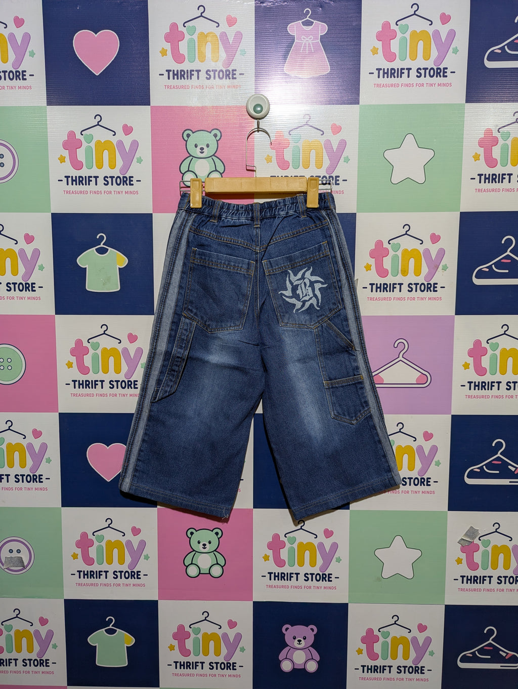 Boys Medium Wash Denim Short 3 Quarter Casual Jeans - Size 140 (Estimated Age 9-10 Years) AB2