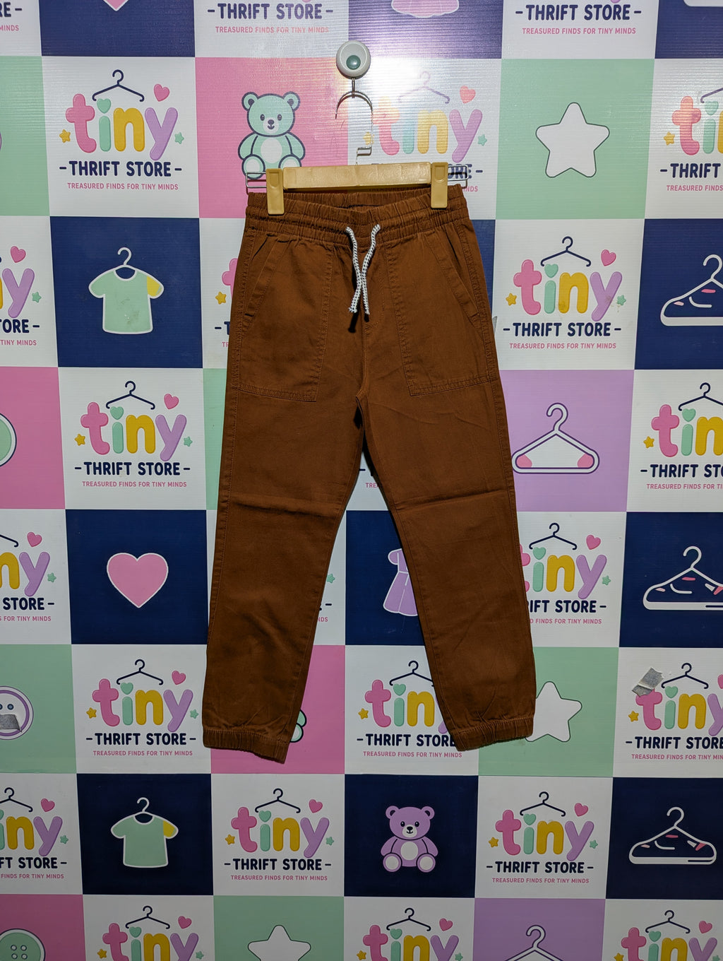 H&M Boys Brown Comfortable Pull-On Joggers - Size 8 (Estimated Age 8-9 Years) AB2