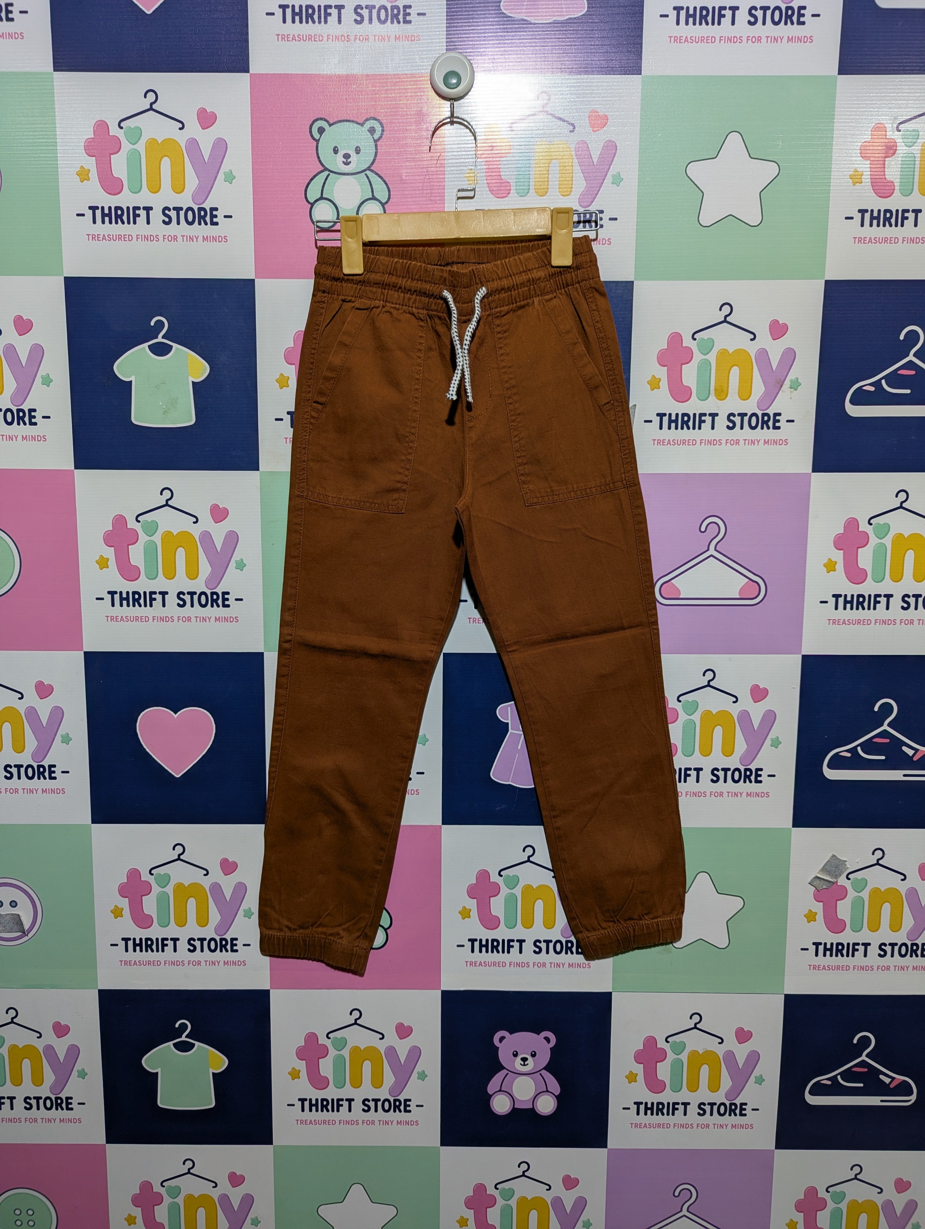 H&M Boys Brown Comfortable Pull-On Joggers - Size 8 (Estimated Age 8-9 Years) AB2