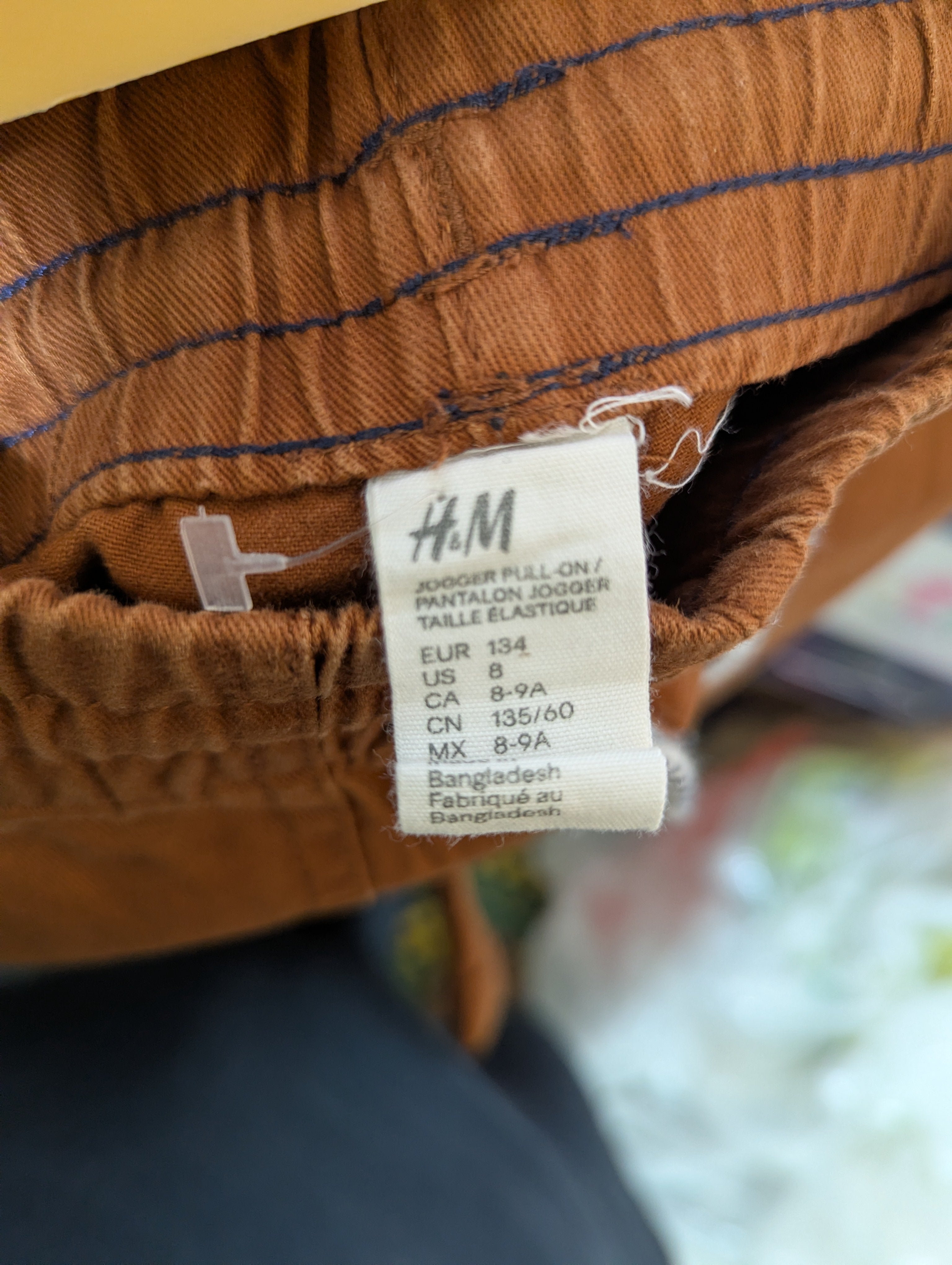 H&M Boys Brown Comfortable Pull-On Joggers - Size 8 (Estimated Age 8-9 Years) AB2