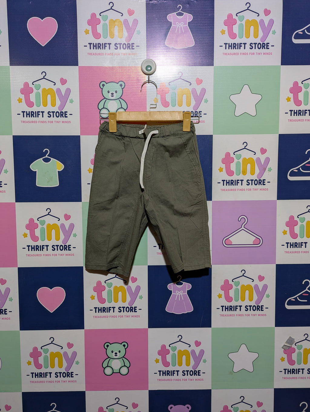 Boys Olive Green Casual Pull-On Shorts - Size 140 (Estimated Age 9-10 Years) AB2