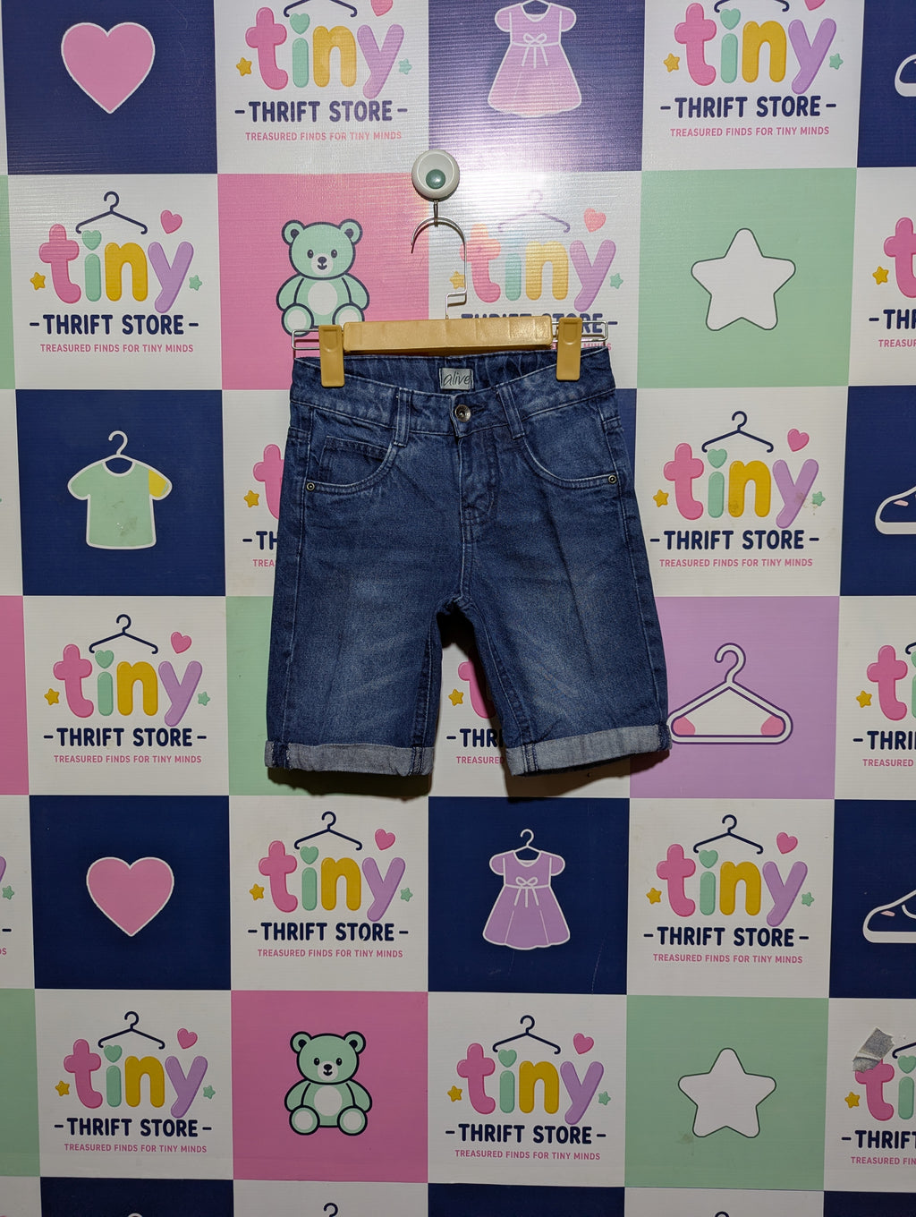 Alive Boys Classic Blue Denim Shorts - Size 134 (Estimated Age 8-9 Years) AB2