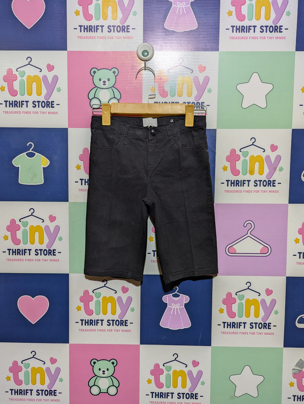 The Children's Place Girls Classic Black Denim Shorts - Size 10 Estimated Age 10-11 Years AB2