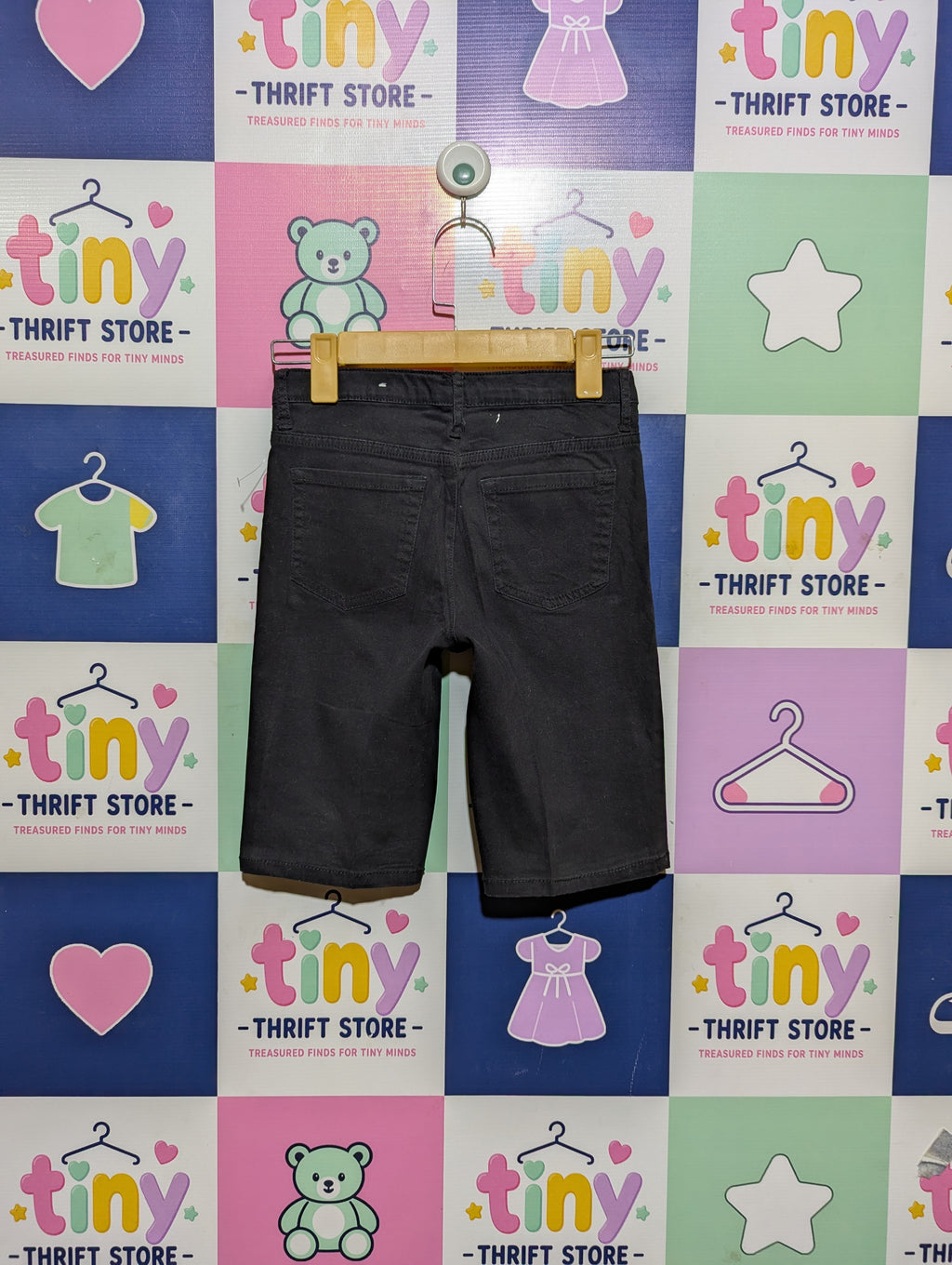 The Children's Place Girls Classic Black Denim Shorts - Size 10 Estimated Age 10-11 Years AB2