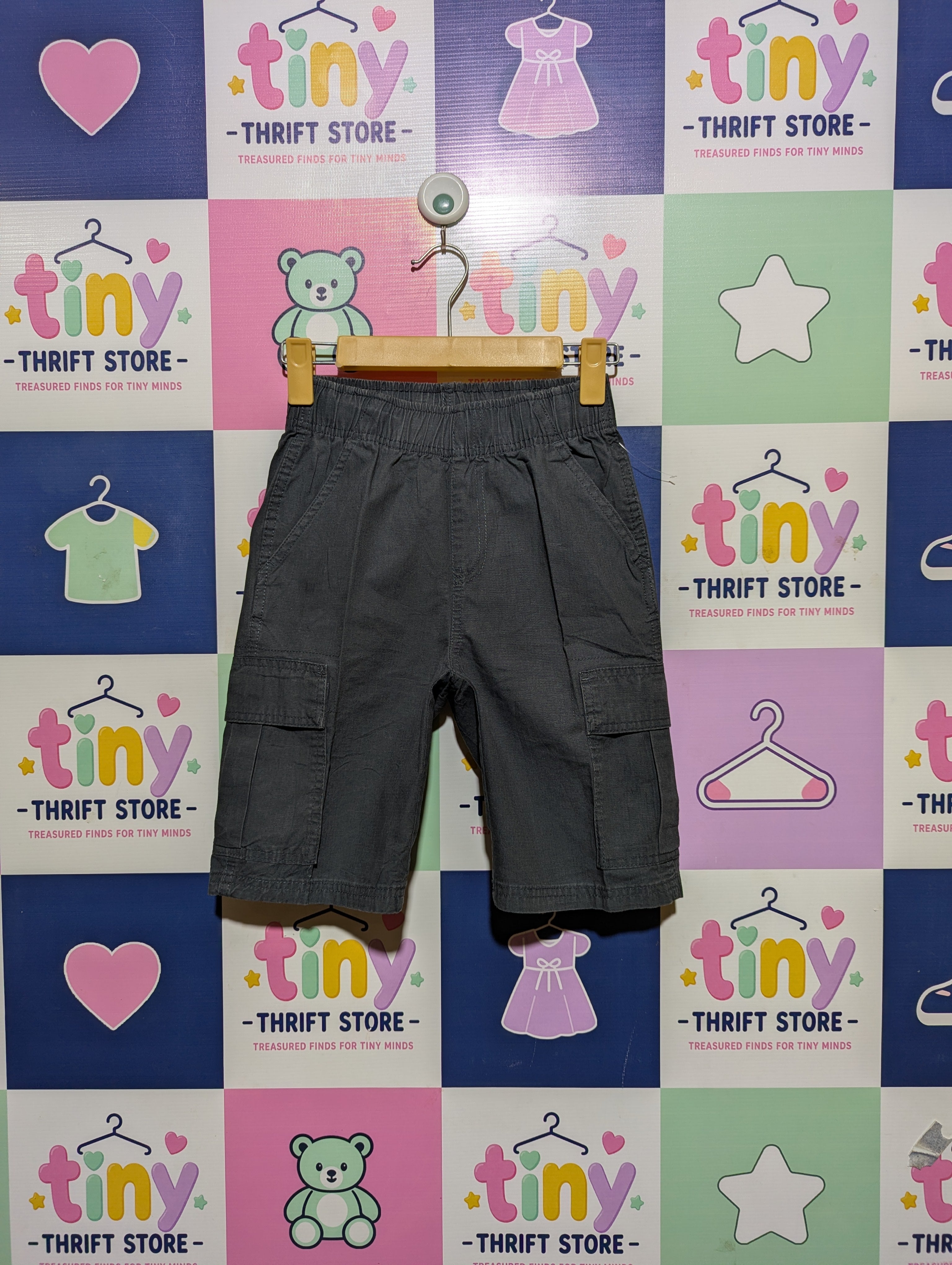 The Children's Place Boys Charcoal Grey Cargo Shorts - Size 10S Estimated Age 10-11 Years AB2