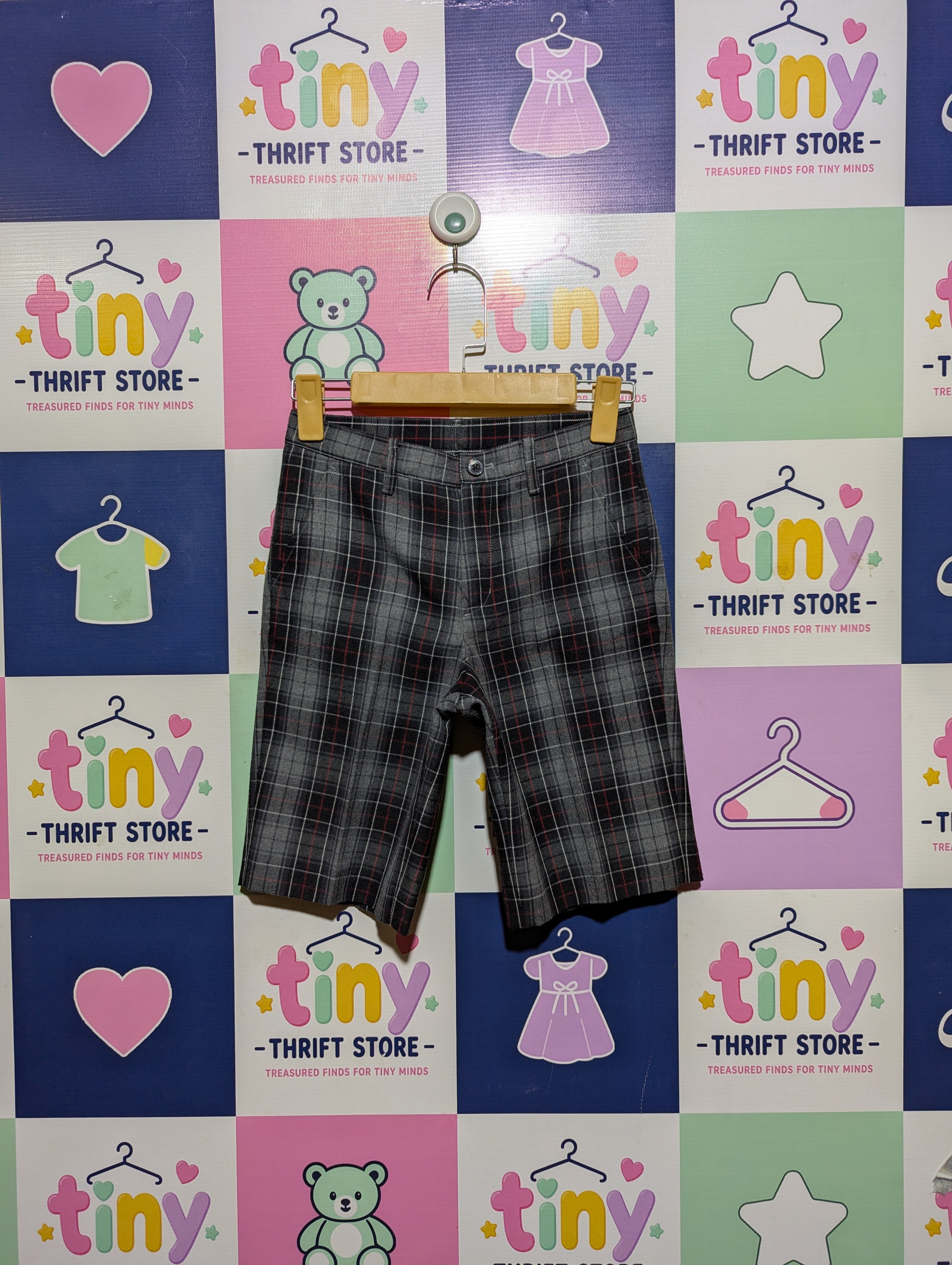 Comme Ça ISM Boys Grey Plaid Tailored Shorts - Size 130A Estimated Age 8-9 Years AB2